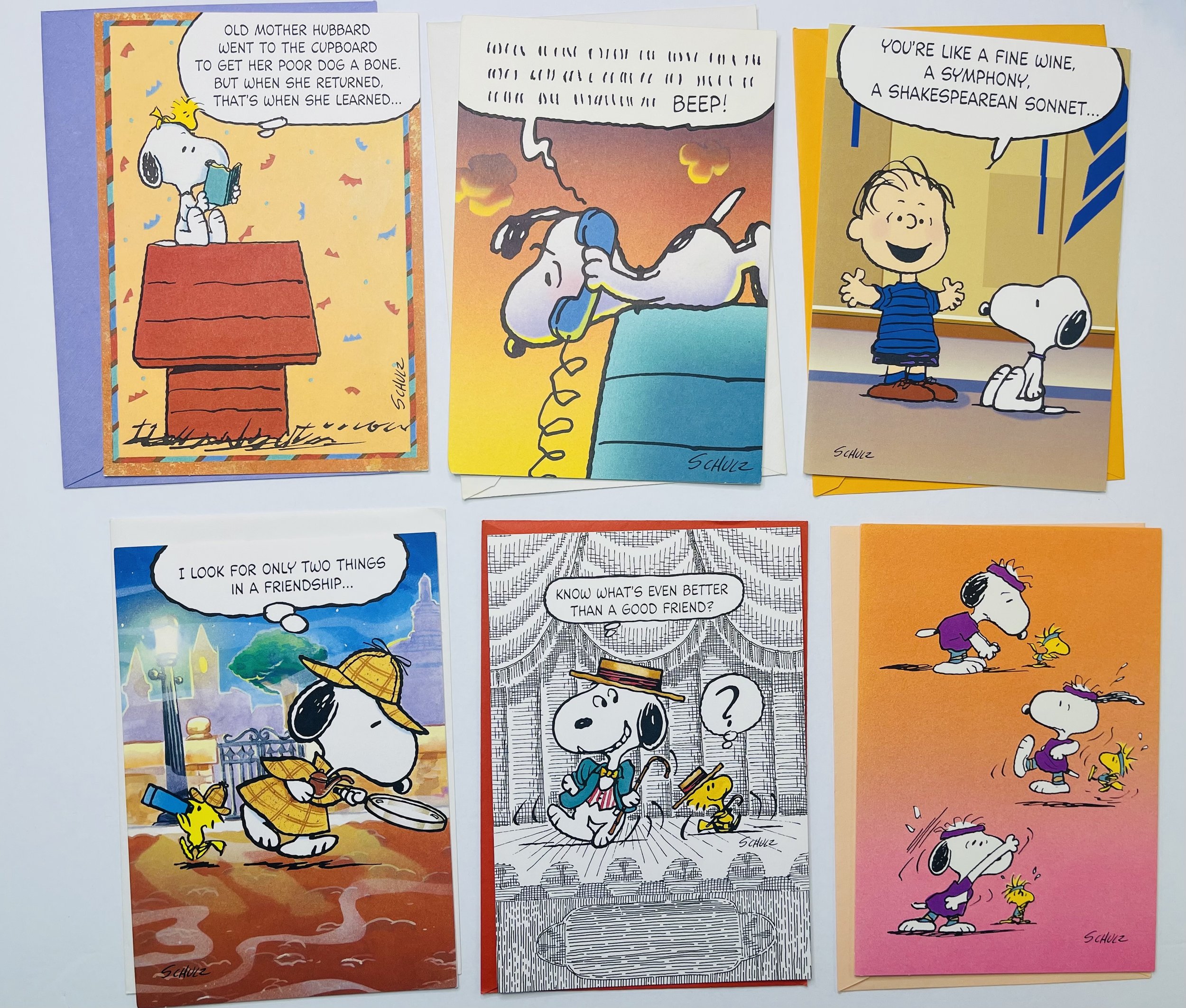 6 Assorted Vintage Hallmark Snoopy Peanuts Greeting Cards