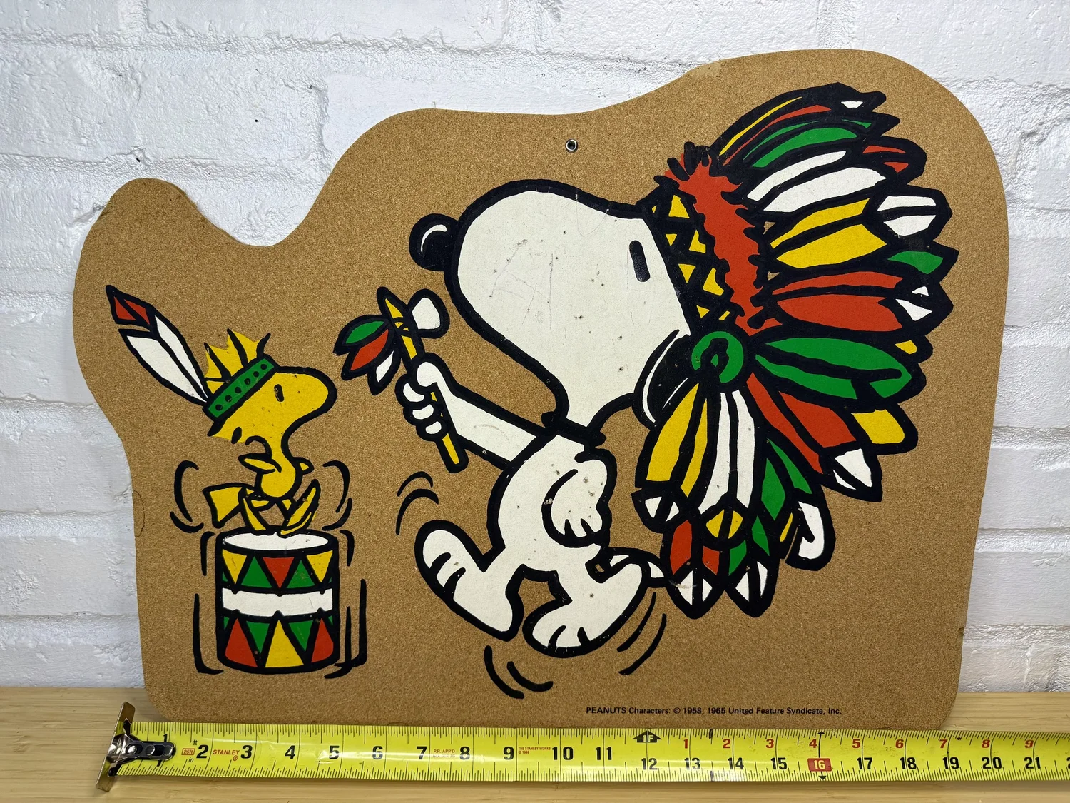 SNOOPY　シルクスクリーン Native American Indian Snoopy & Woodstock Vintage Cork Board