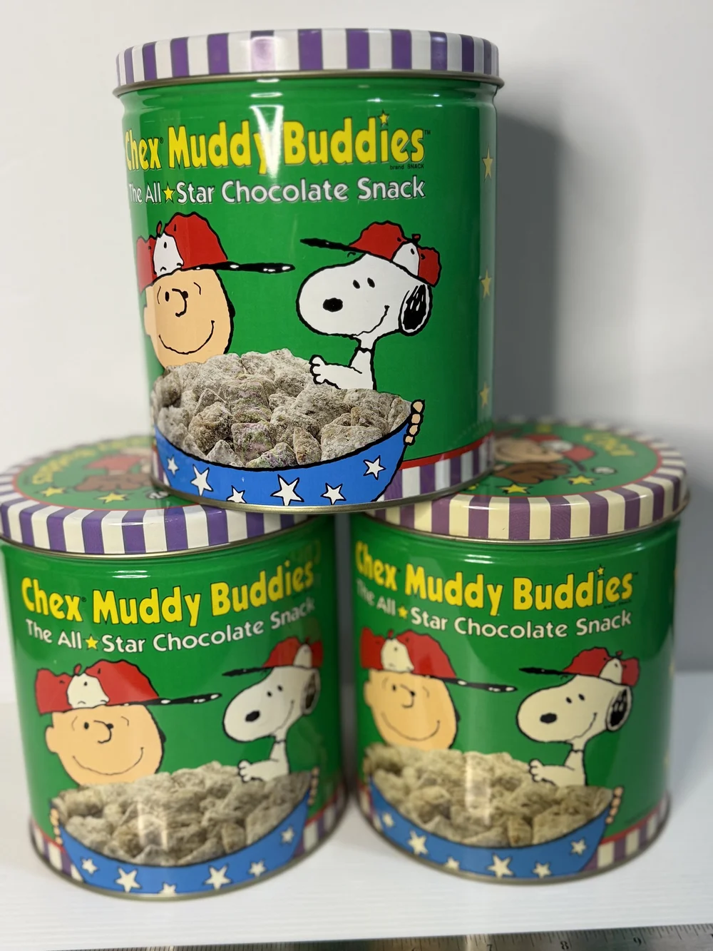 ビンテージ！レア！Chandler Chip 10台 Chex Muddy Buddy and Chex Party Mix Tin Containers — Selling Peanuts