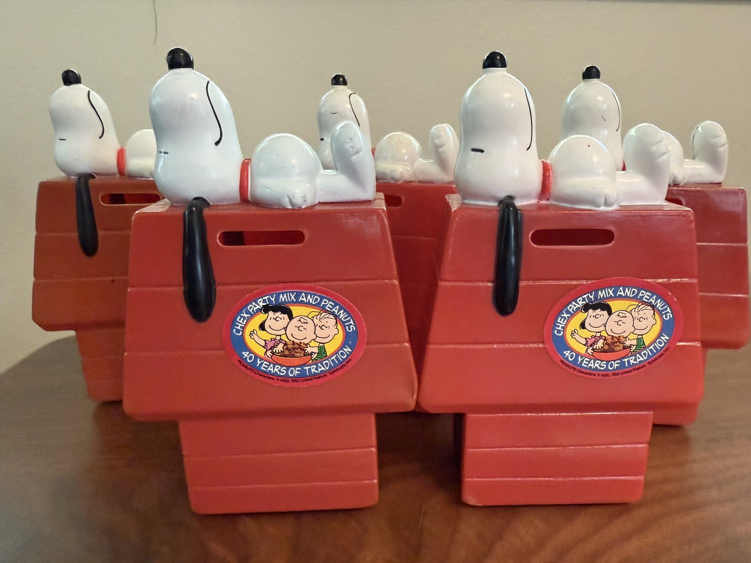 Vintage 1966 Peanuts Snoopy Chex Party Mix 40 Years Plastic Dog