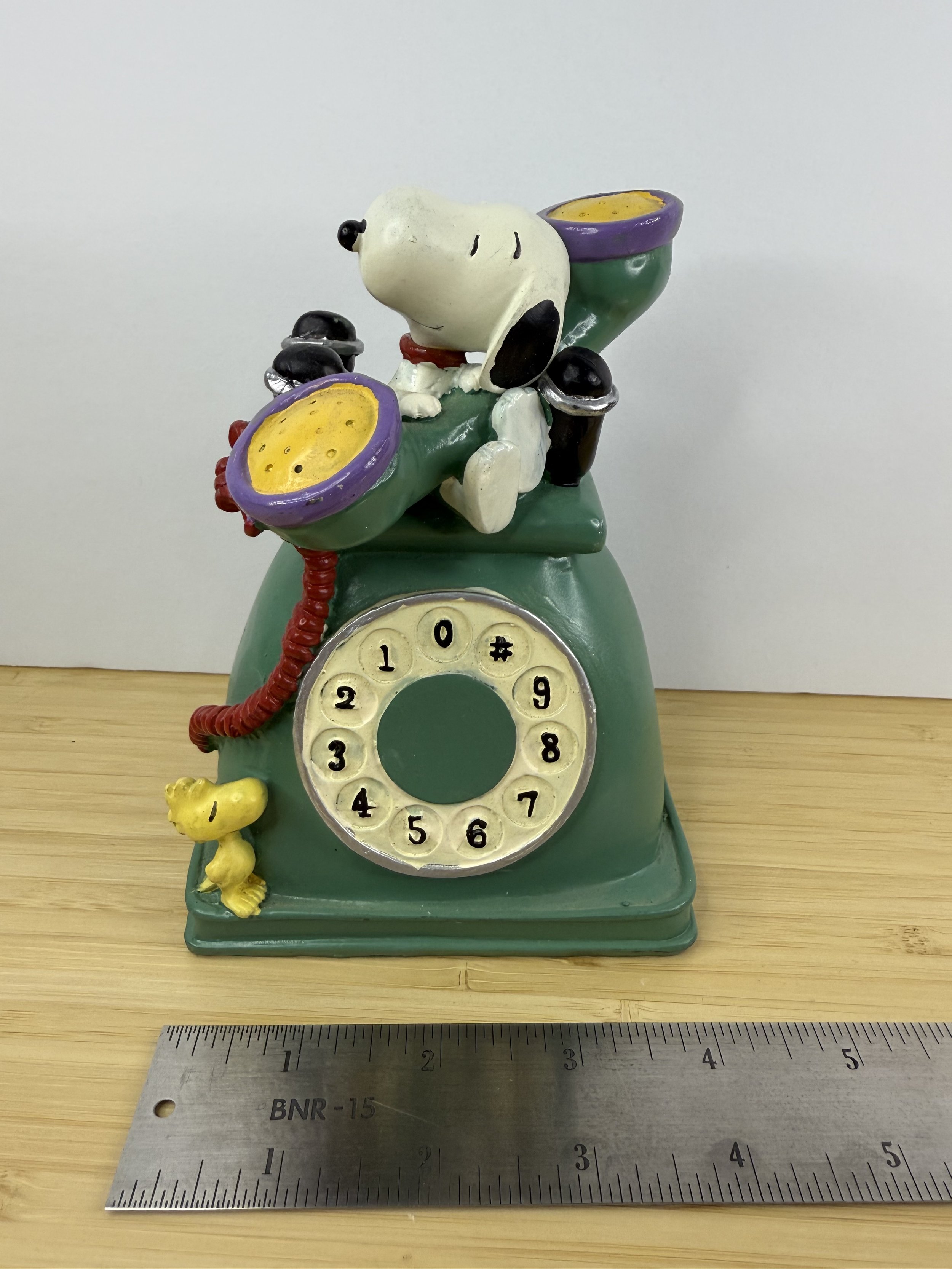 Vintage Peanuts Snoopy & Woodstock Telephone Coin Bank
