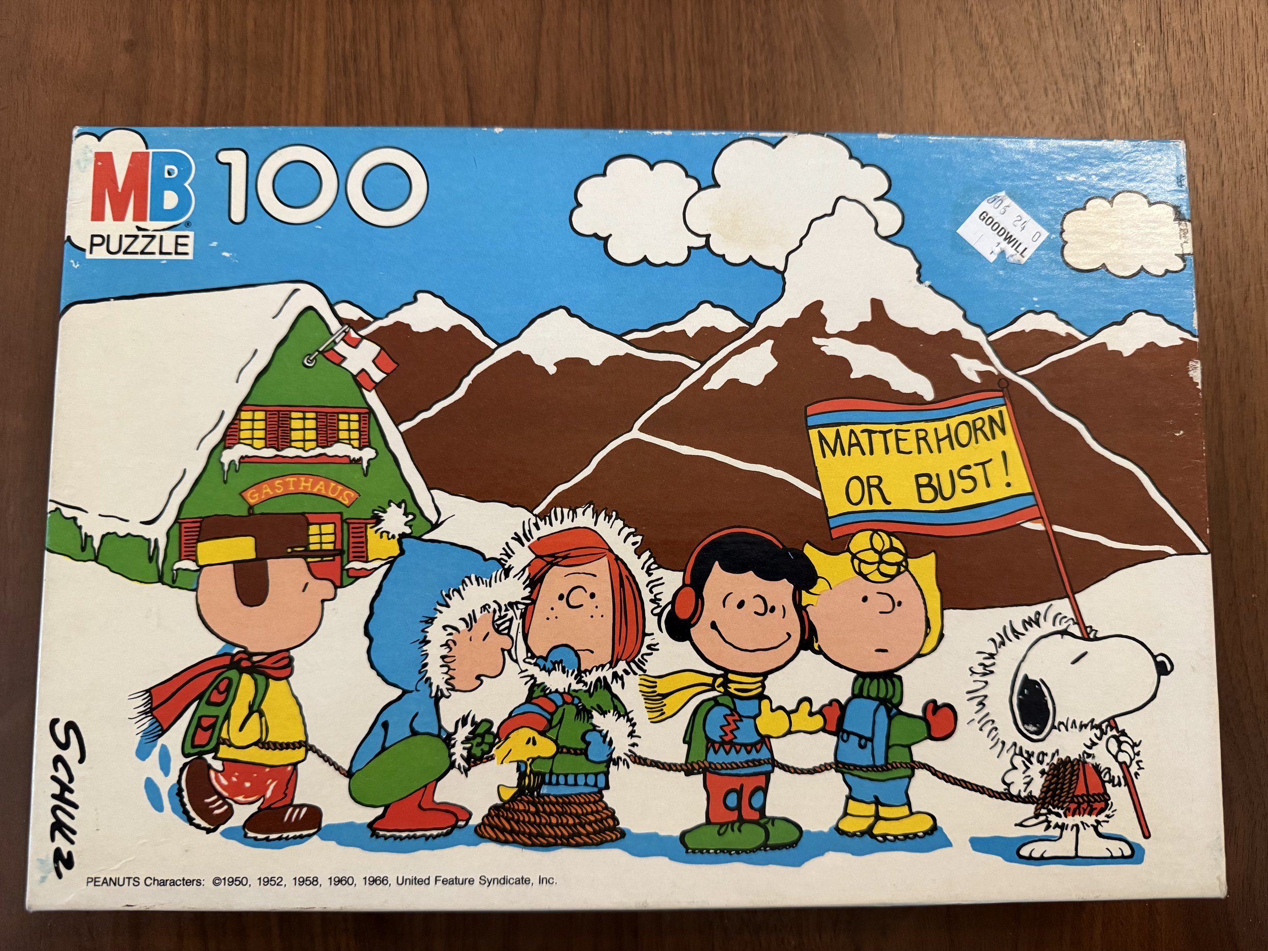 Peanuts Milton Bradley Matterhorn 100 pc Puzzle, Complete