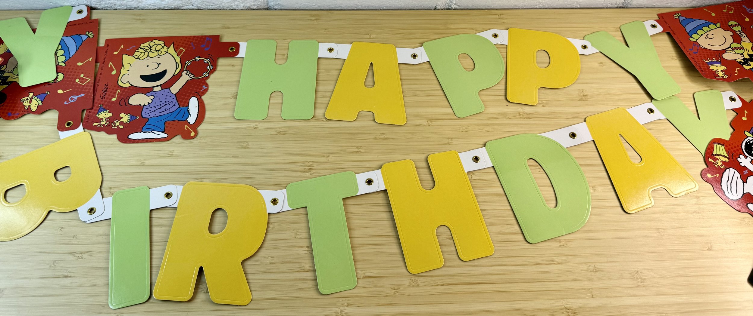 Vintage Peanuts Happy Birthday Banner - Charlie Sally and Snoopy