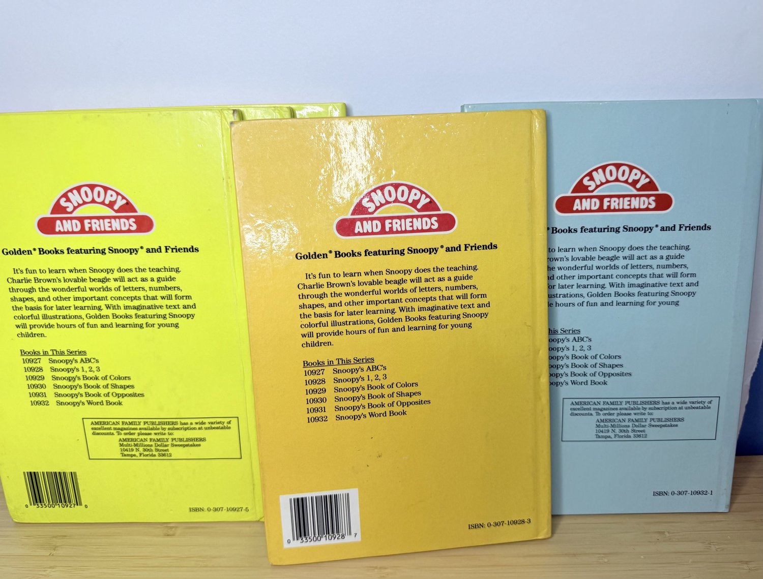 Snoopy's 123's, Snoopy's Word Book and Snoopy's ABC's Children's
