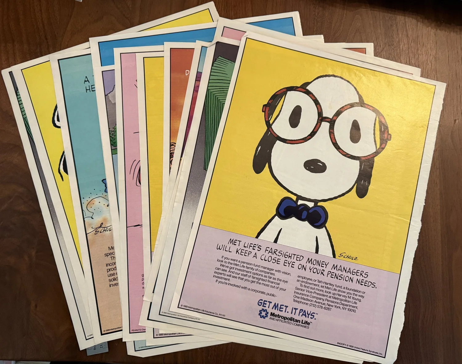 1988-90 Metlife Insurance Print Ad Snoopy Woodstock — Selling Peanuts