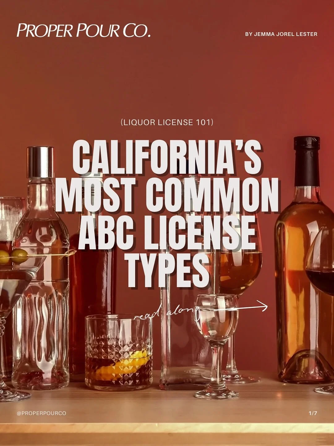 California has 80+ liquor license types&hellip; but most businesses only deal with a handful. 🍸

Restaurants &amp; bars (Type 41, 47, 48).
Bottle shops (Type 20, 21).
Wineries, breweries, distilleries.
Importers, wholesalers.
And the quirky one-offs