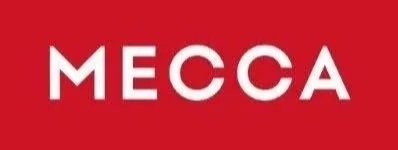 Red background with white text that says 'MECCA'.