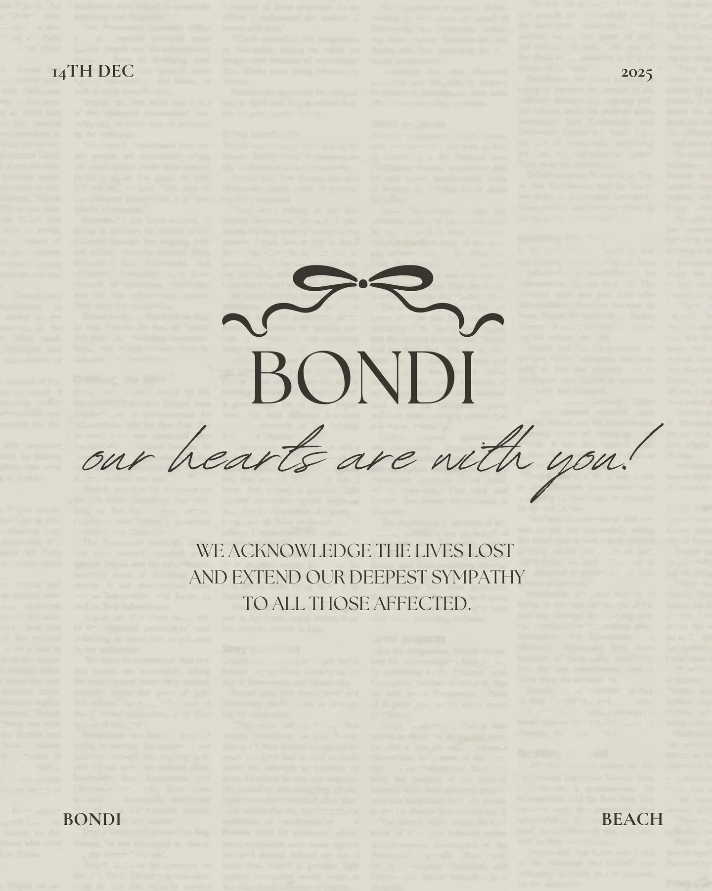 Bondi 🤍
In remembrance of those lost.
With love and compassion.