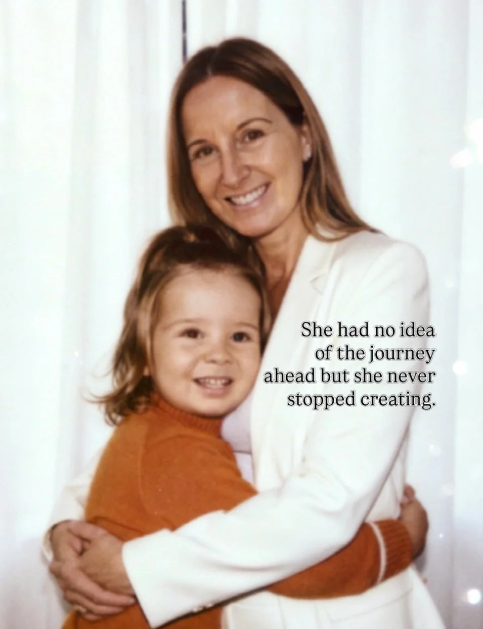If I could hug my younger self and whisper something in her ear, I&rsquo;d say:

Keep going.✨

The road ahead will not always be easy, but your creativity will carry you through more than you realise.

25 years later, you&rsquo;ll still be doing what