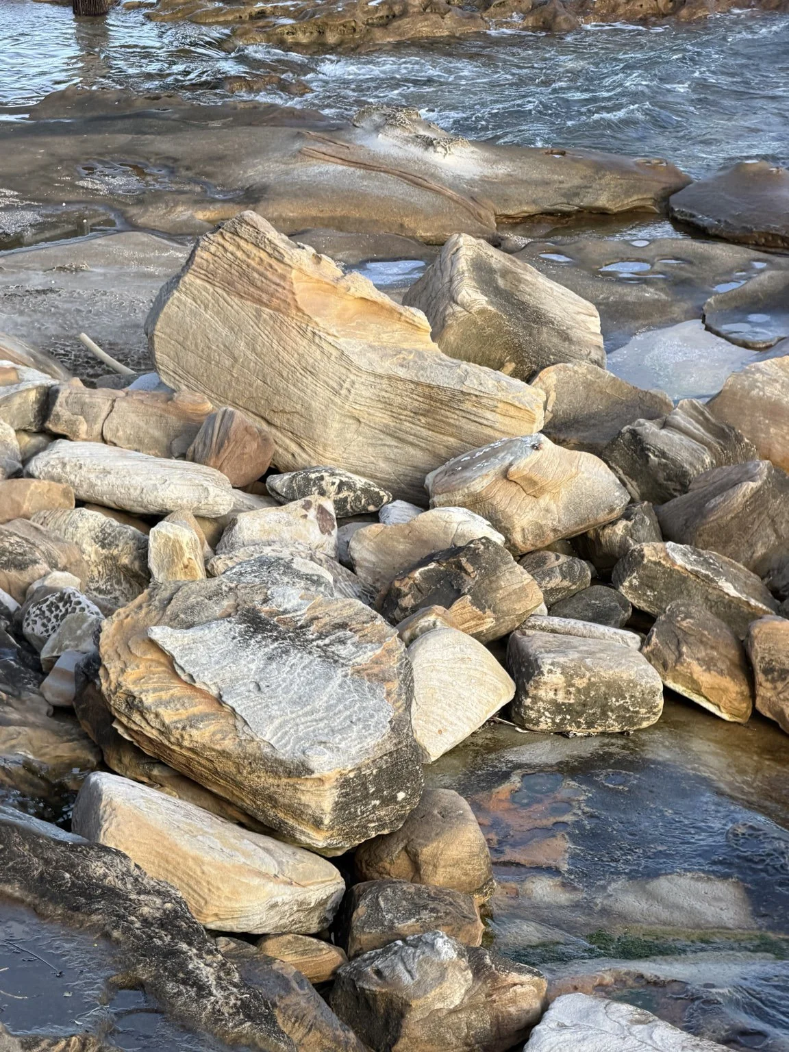 Close-up of weathered sandstone rocks along the La Perouse coastline in Sydney.