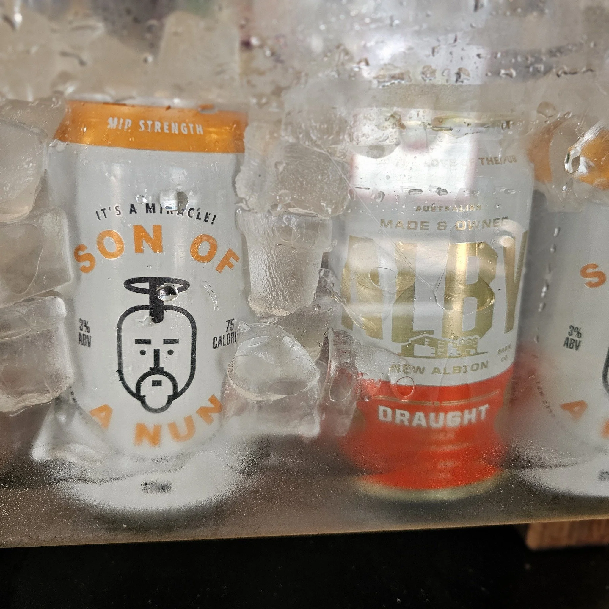 Alby &amp; Son of a Nun cans.
$5 on Ice
Saturday arvo sorted. 

#southwark #southwarkhotel #southwarkpub #beer