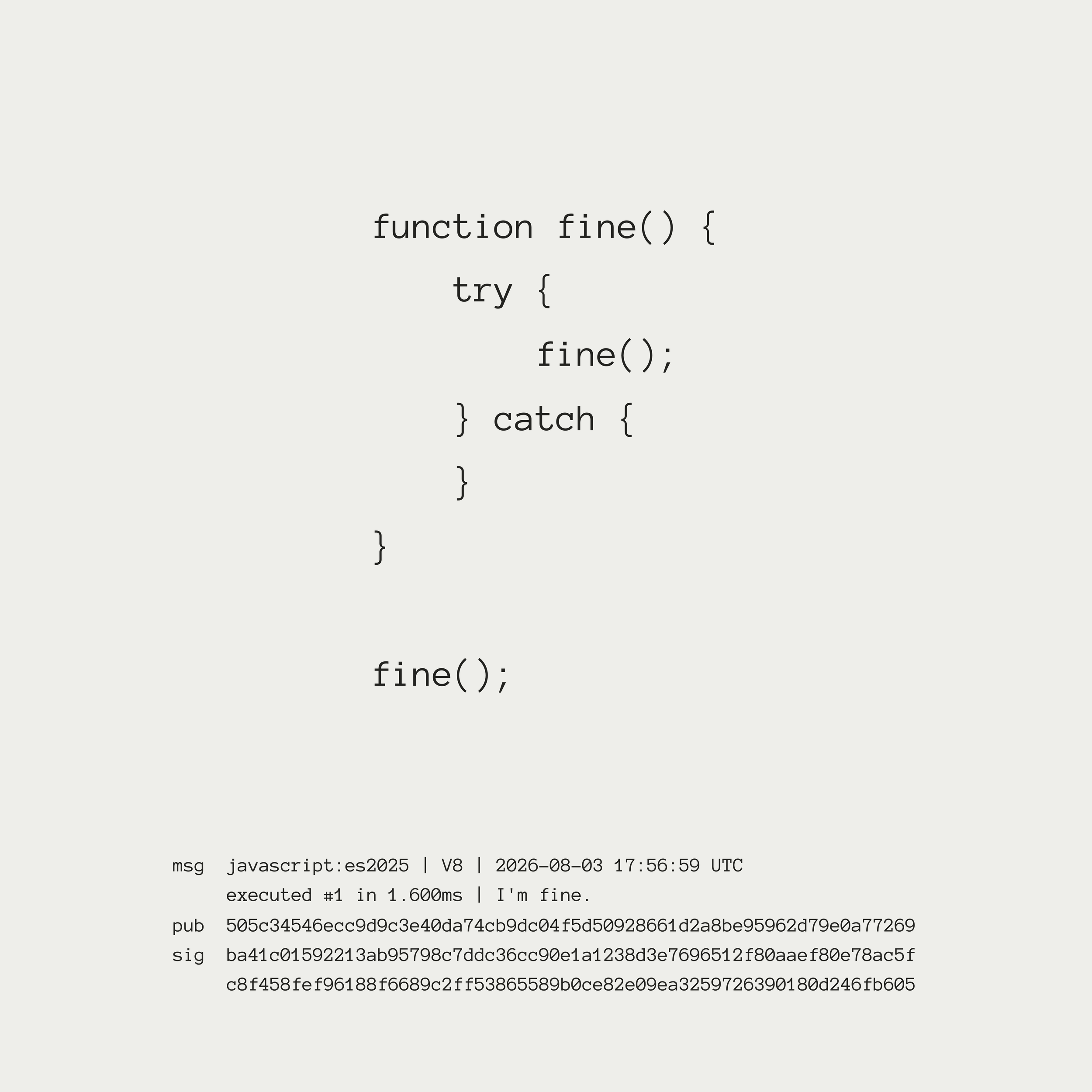 Zeroichi Arakawa, Executed Poetry for JavaScript - I'm fine, 2026