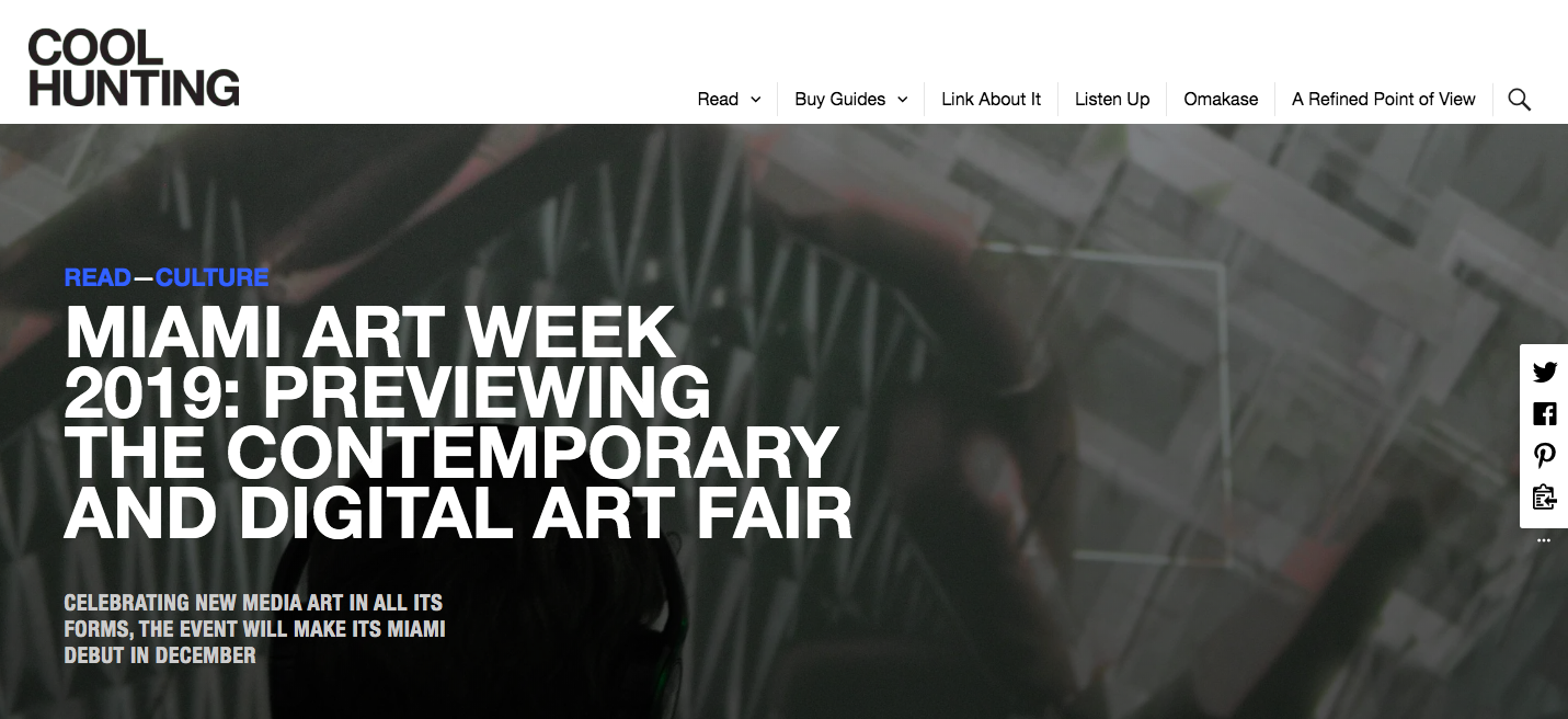 COOL HUNTING | MIAMI ART WEEK 2019: PREVIEWING THE CONTEMPORARY AND DIGITAL ART FAIR