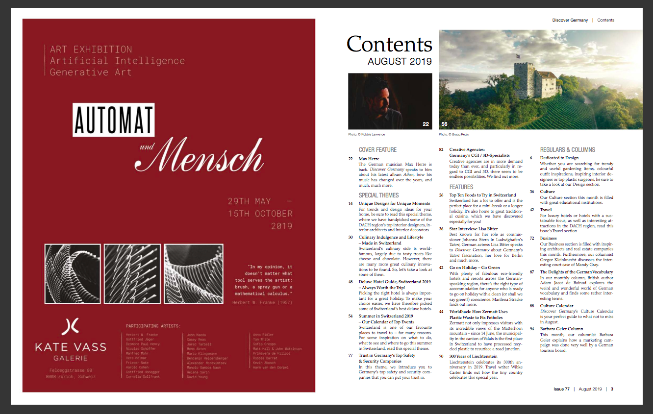 AUTOMAT UND MENSCH CURRENTLY FEATURED ON DISCOVER GERMANY