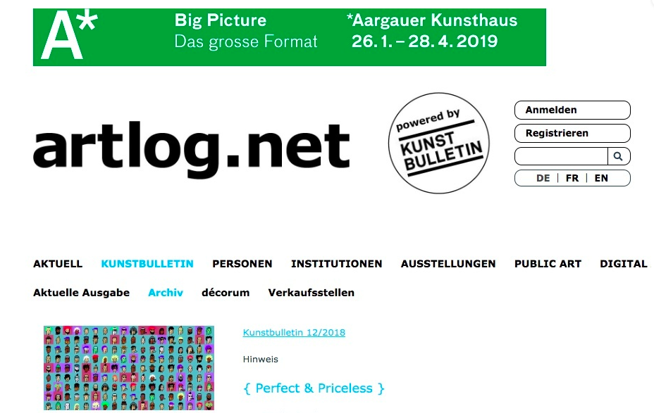 PERFECT &amp; PRICELESS ON KUNSTBULLETIN 12/2018