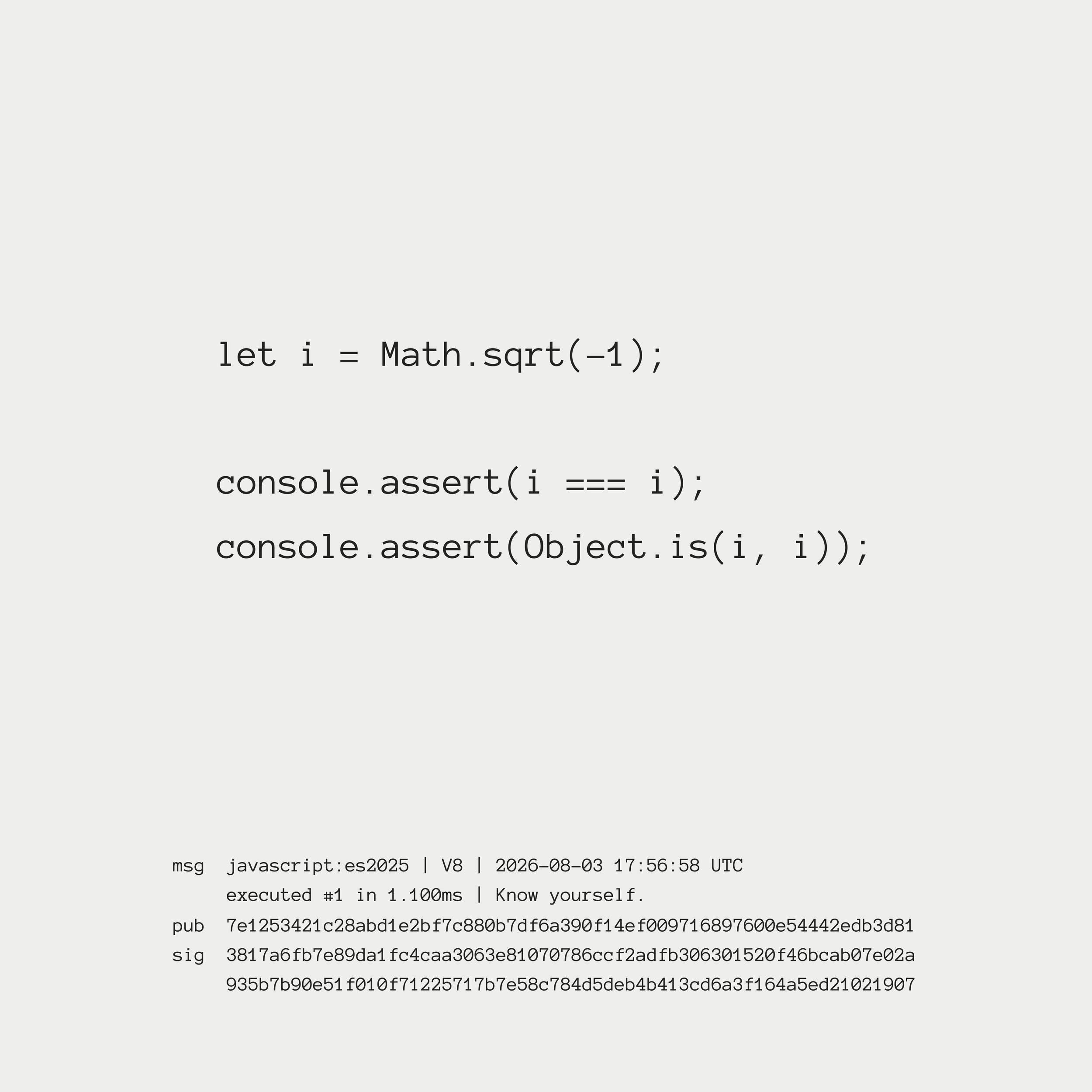 Executed Poetry for JavaScript - Know yourself, 2026