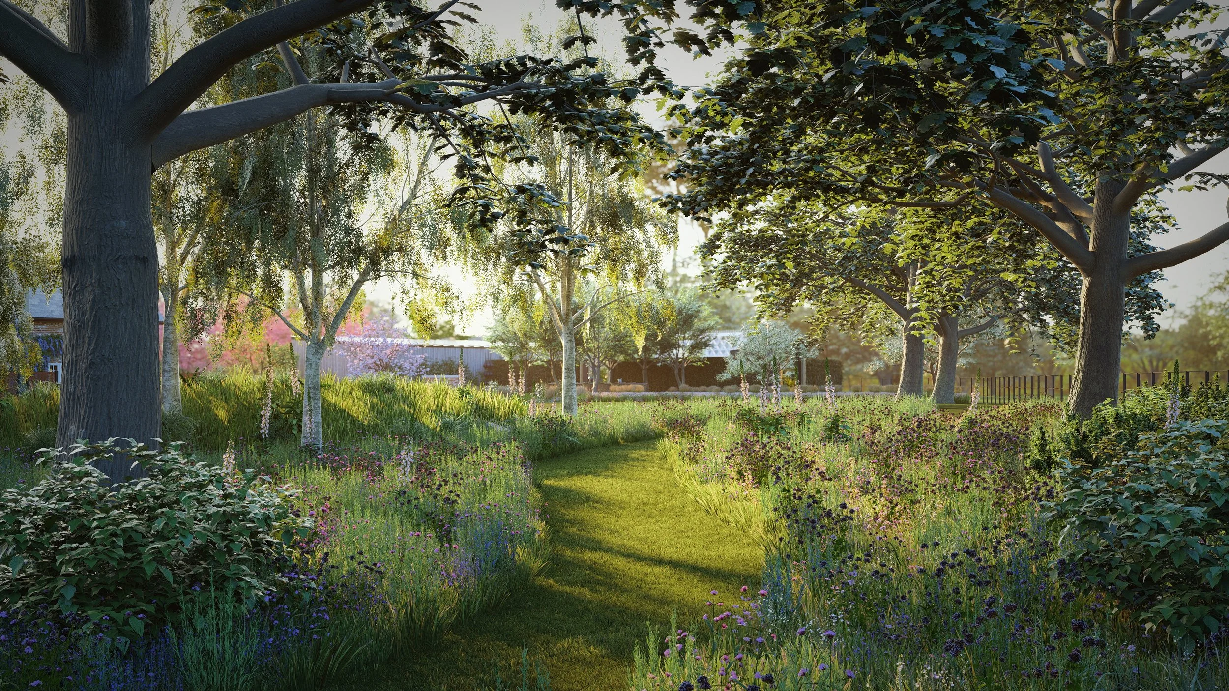 Tinkwood planting and lawn view