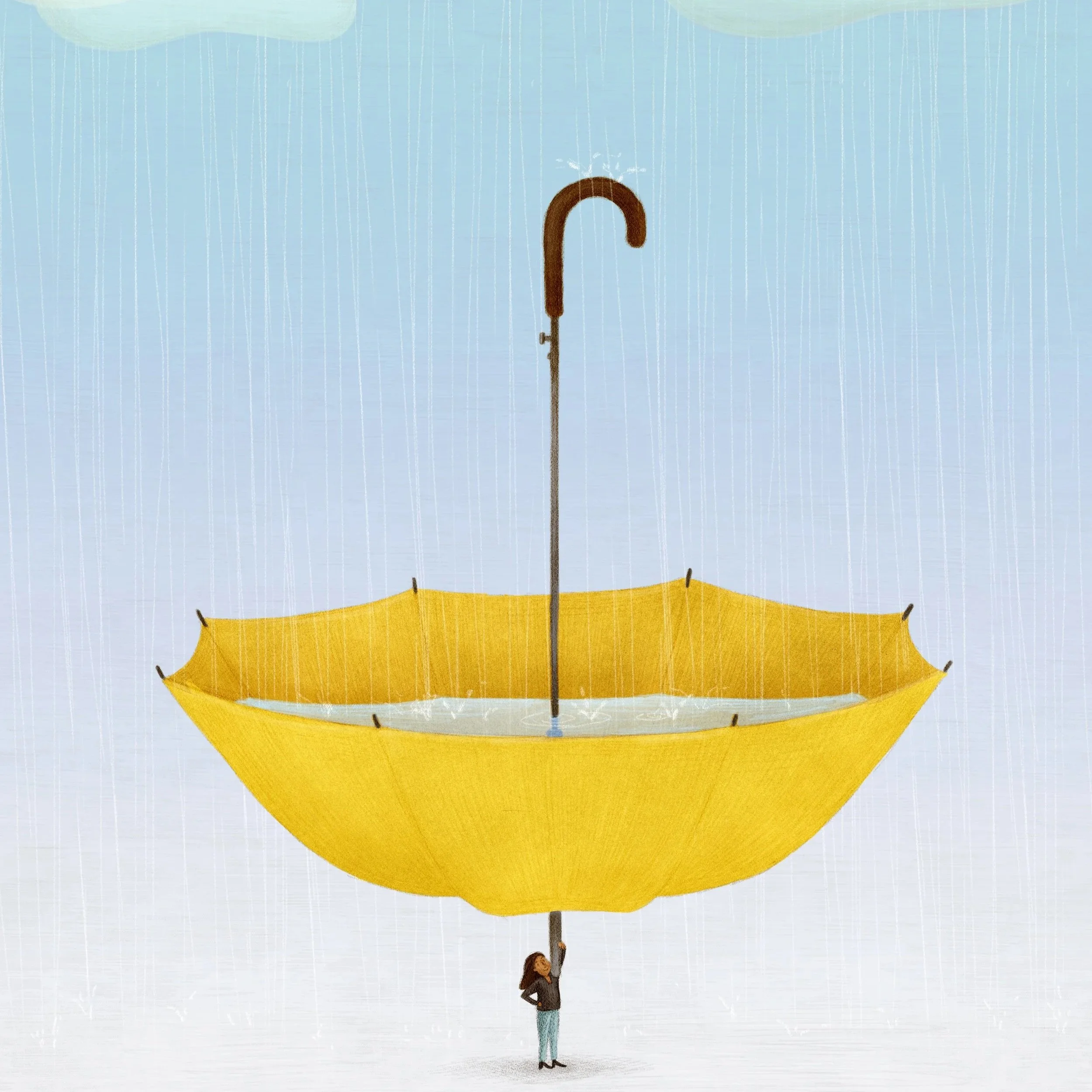 catching rain - editorial illustrations