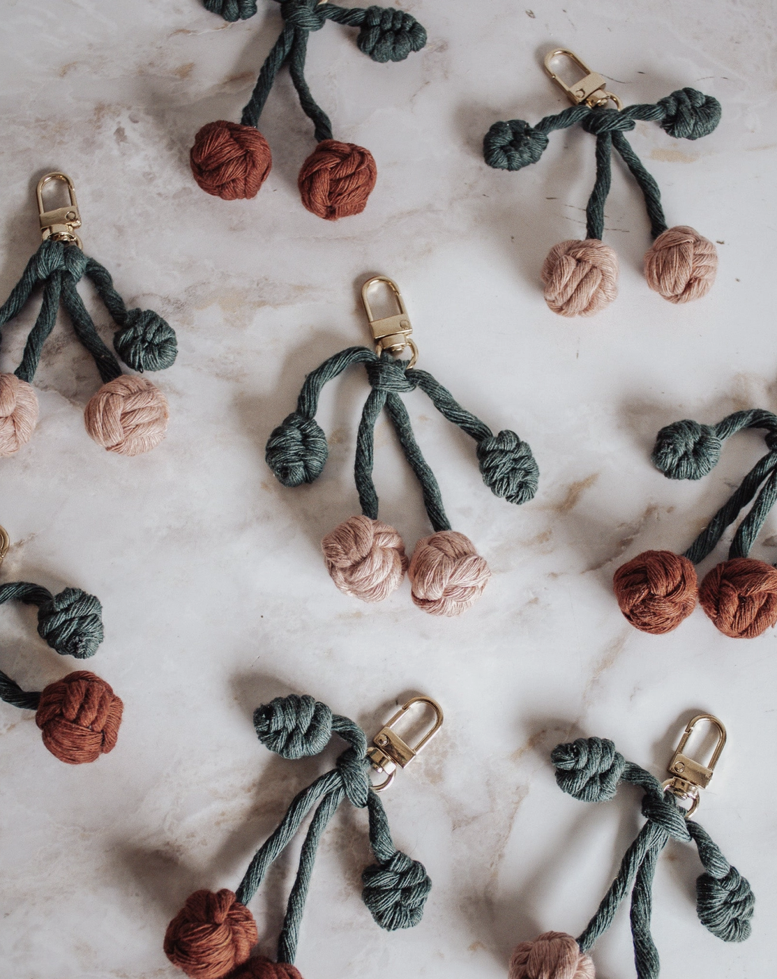 Macrame Cherry Keychain