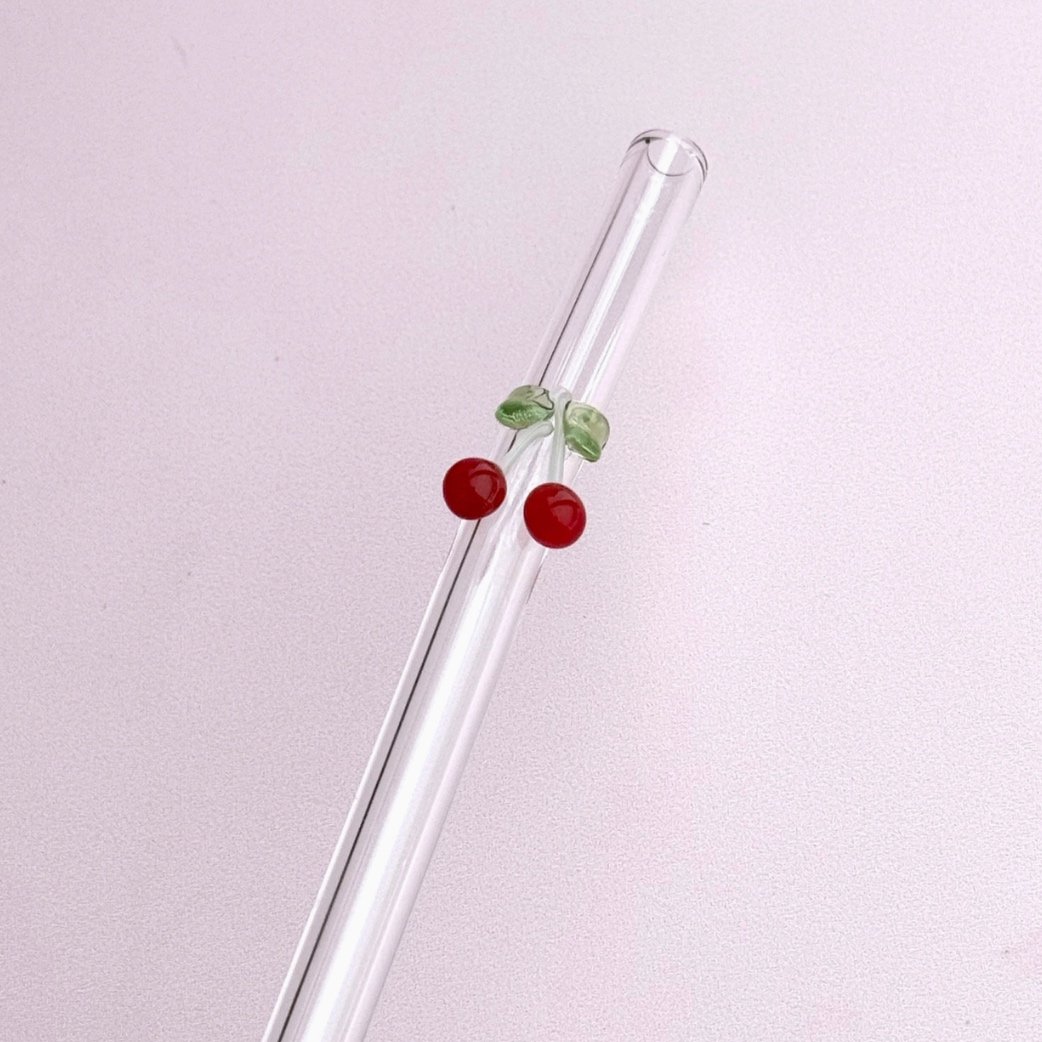 Cherry Glass Straw