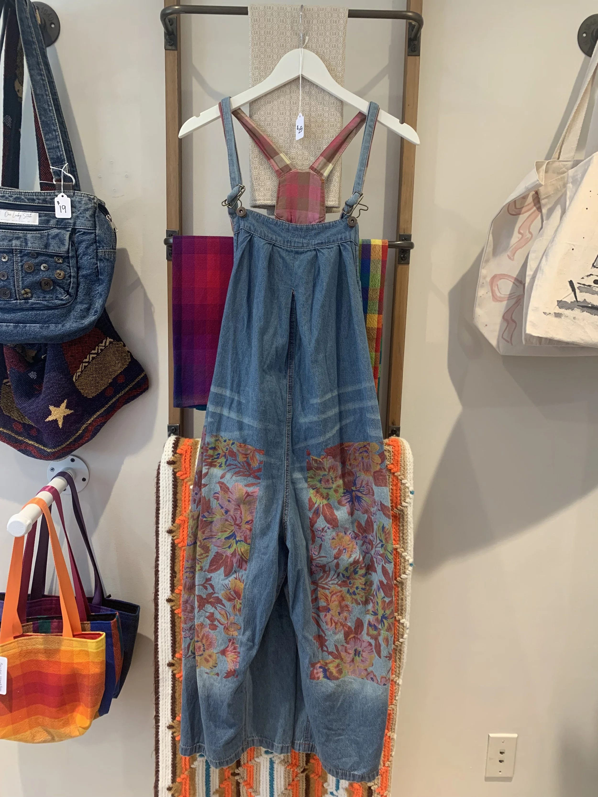 Thrifted Floral Overalls