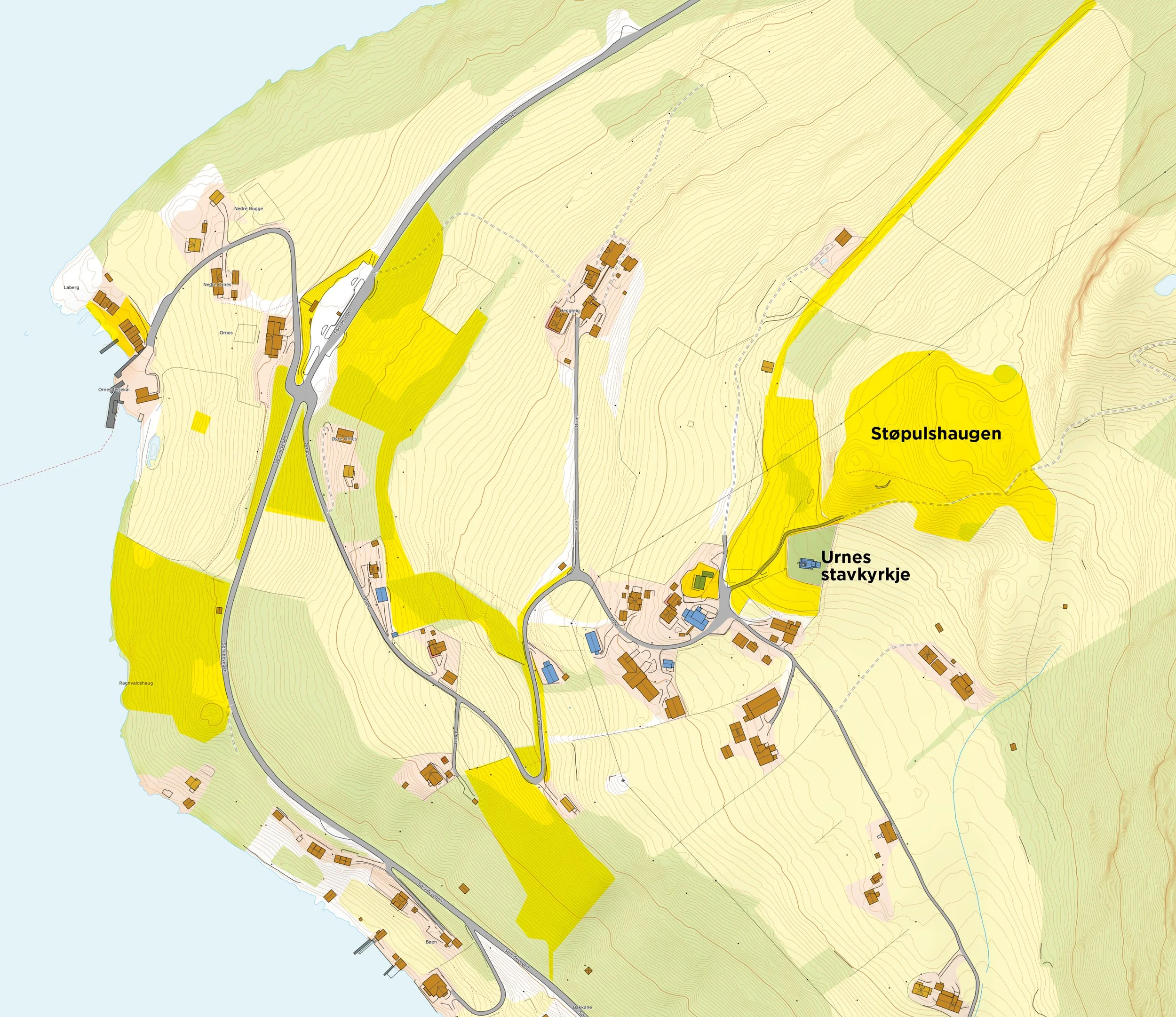 Gule område inngår i skjøtselsarbeidet til verdsarven Urnes.