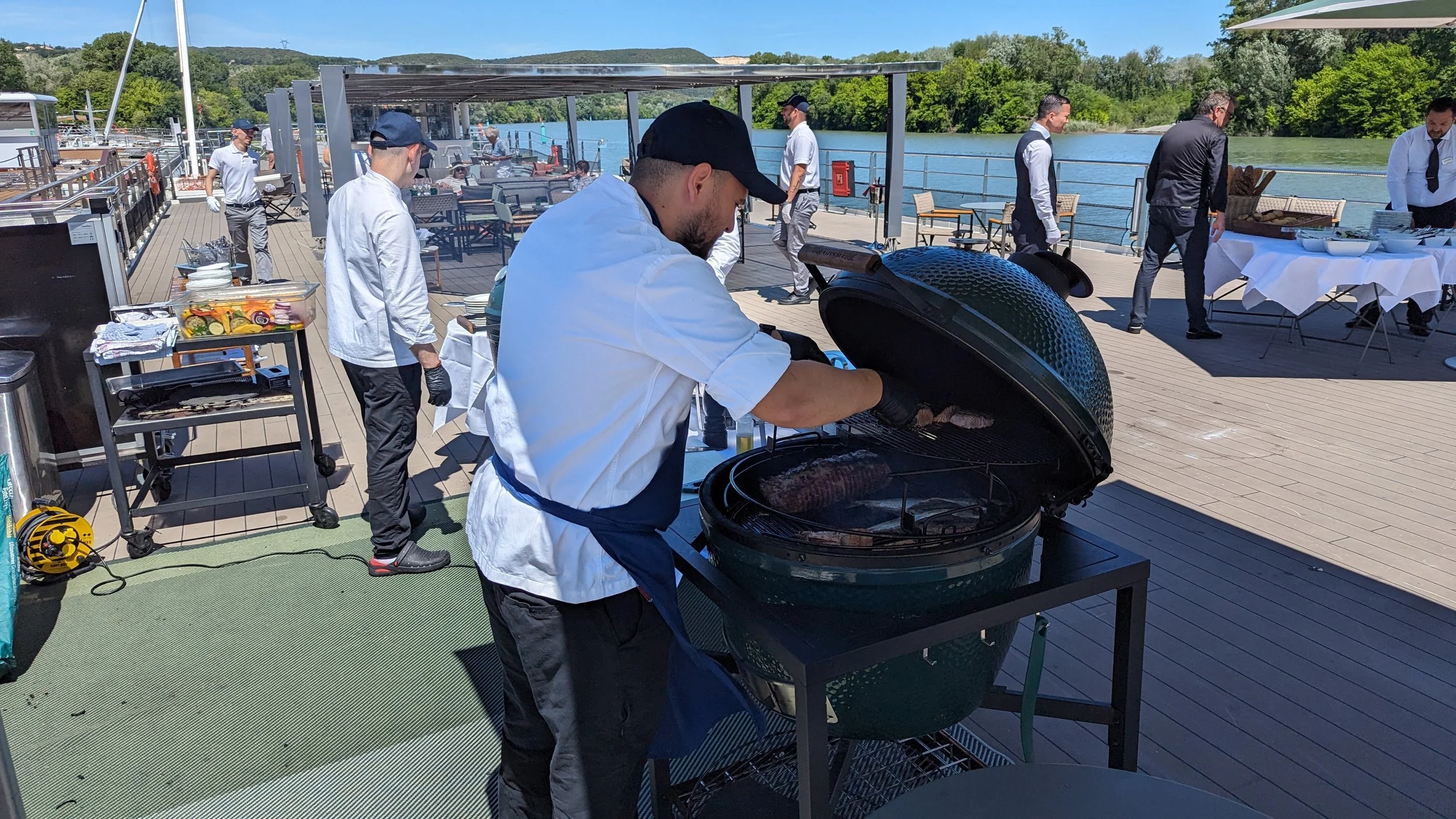 Barbecue lunch on the sun deck on Riverside Ravel during our Rhone River cruise