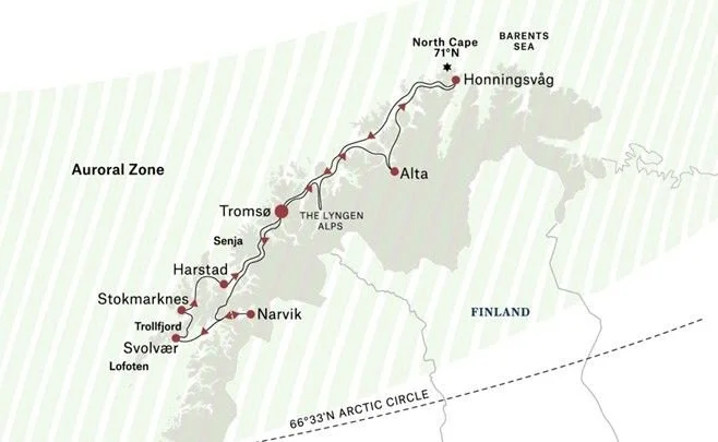 Hurtigruten's new Arctic Circle Explorer route.