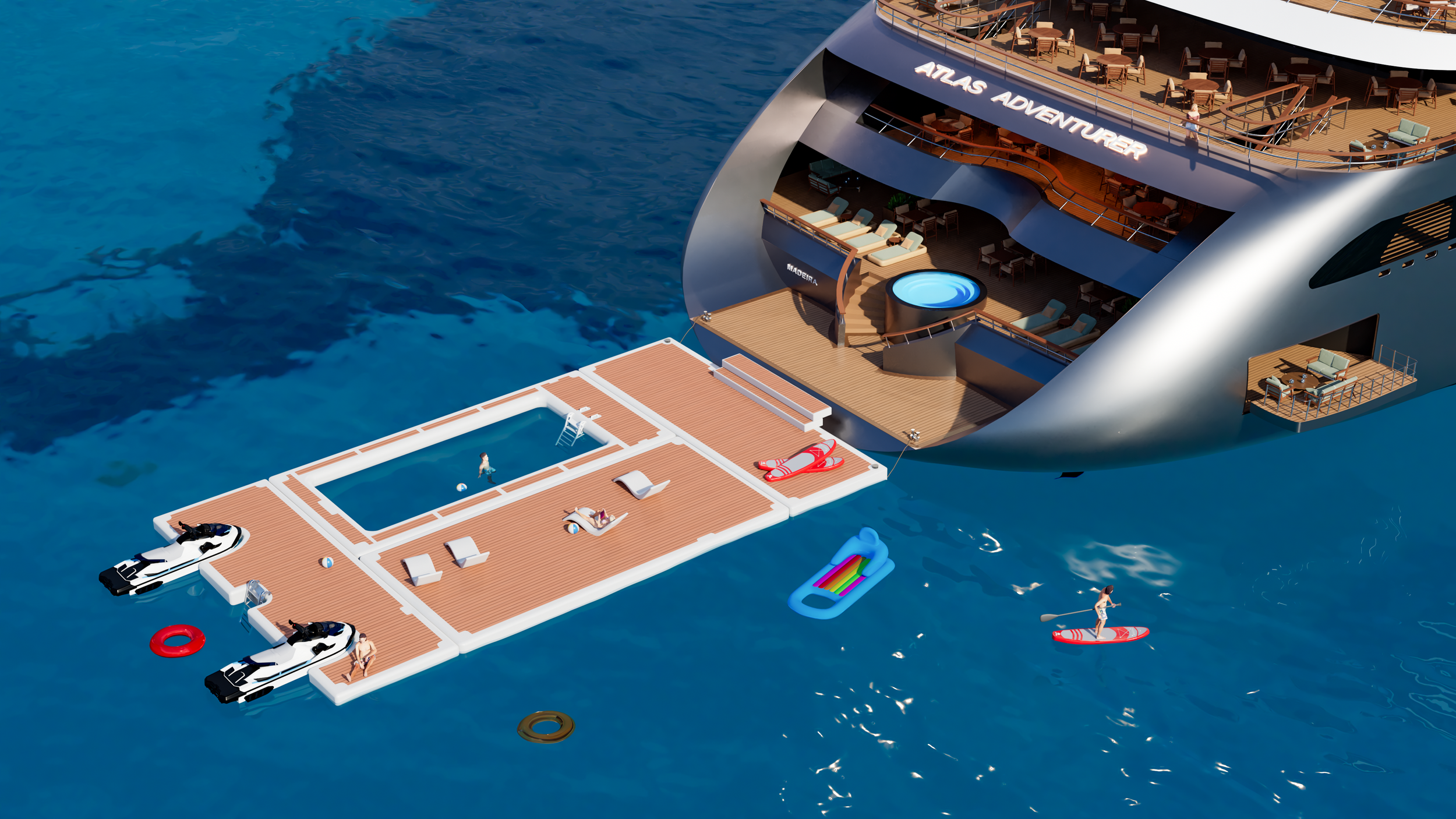 Ocean Pool and Platform at the marina on Atlas Ocean Voyages new Atlas Adventurer