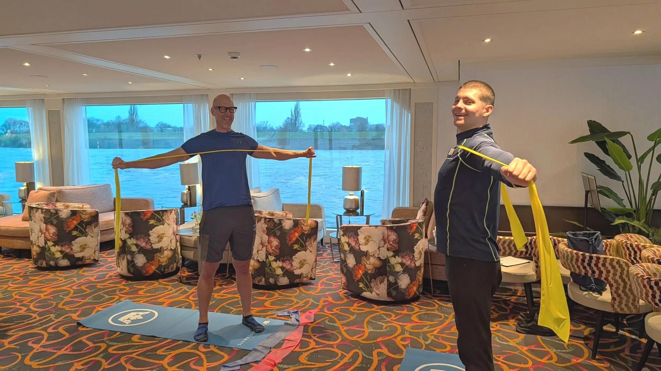Morning workout with Wellness Host Antonio on AmaLucia with AmaWaterways