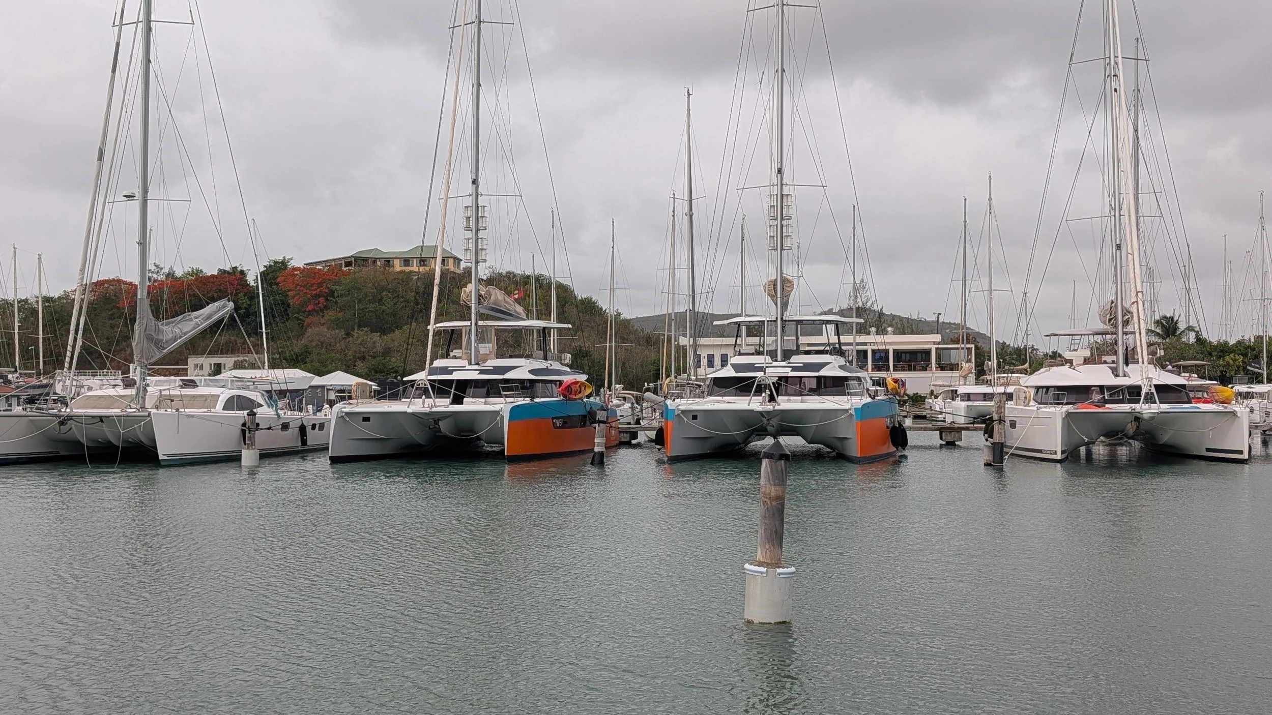 TradeWinds yachts in Jolly Harbour marina in Antigua