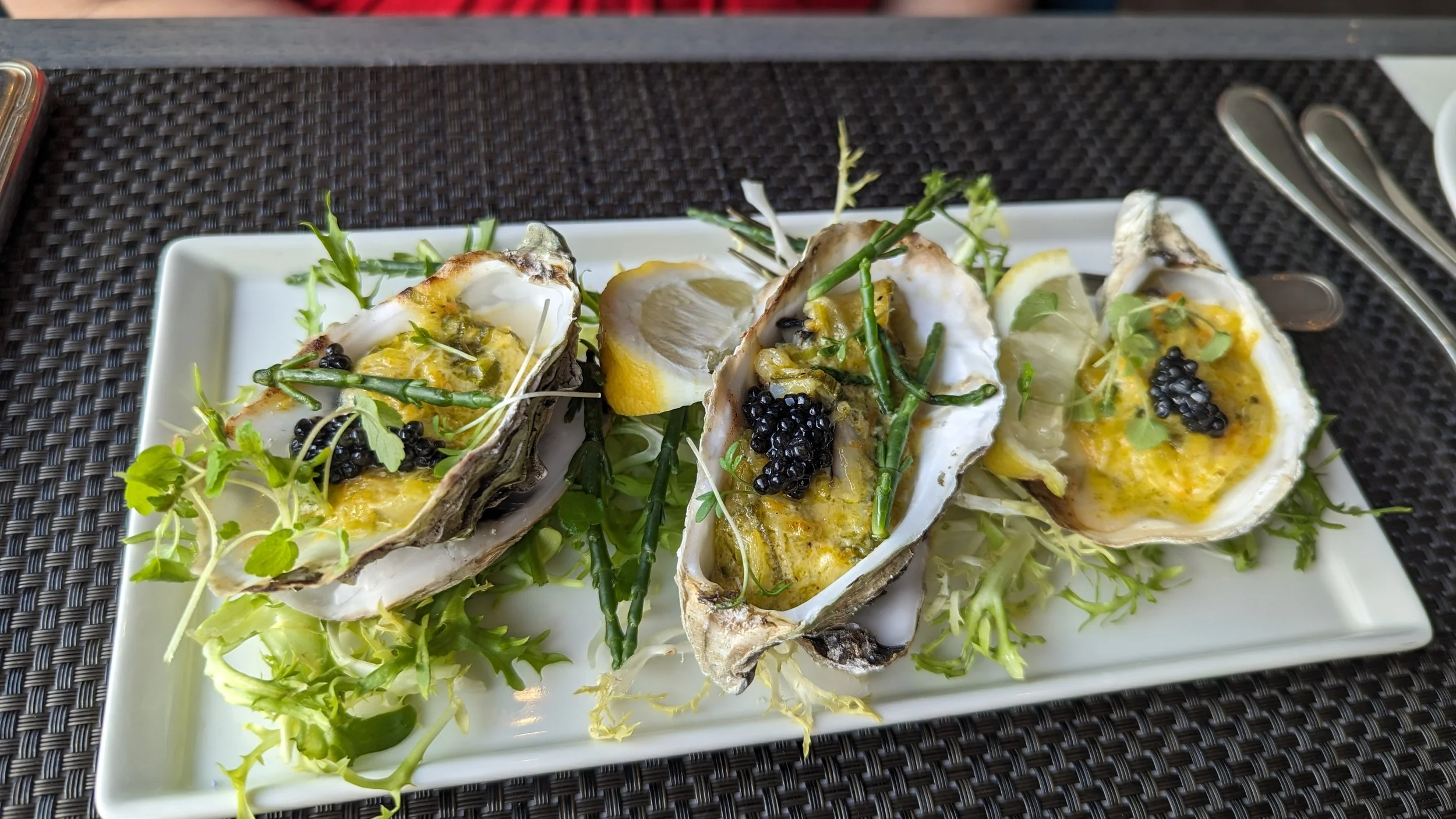 Osters and caviar on our Rhone River cruise in France