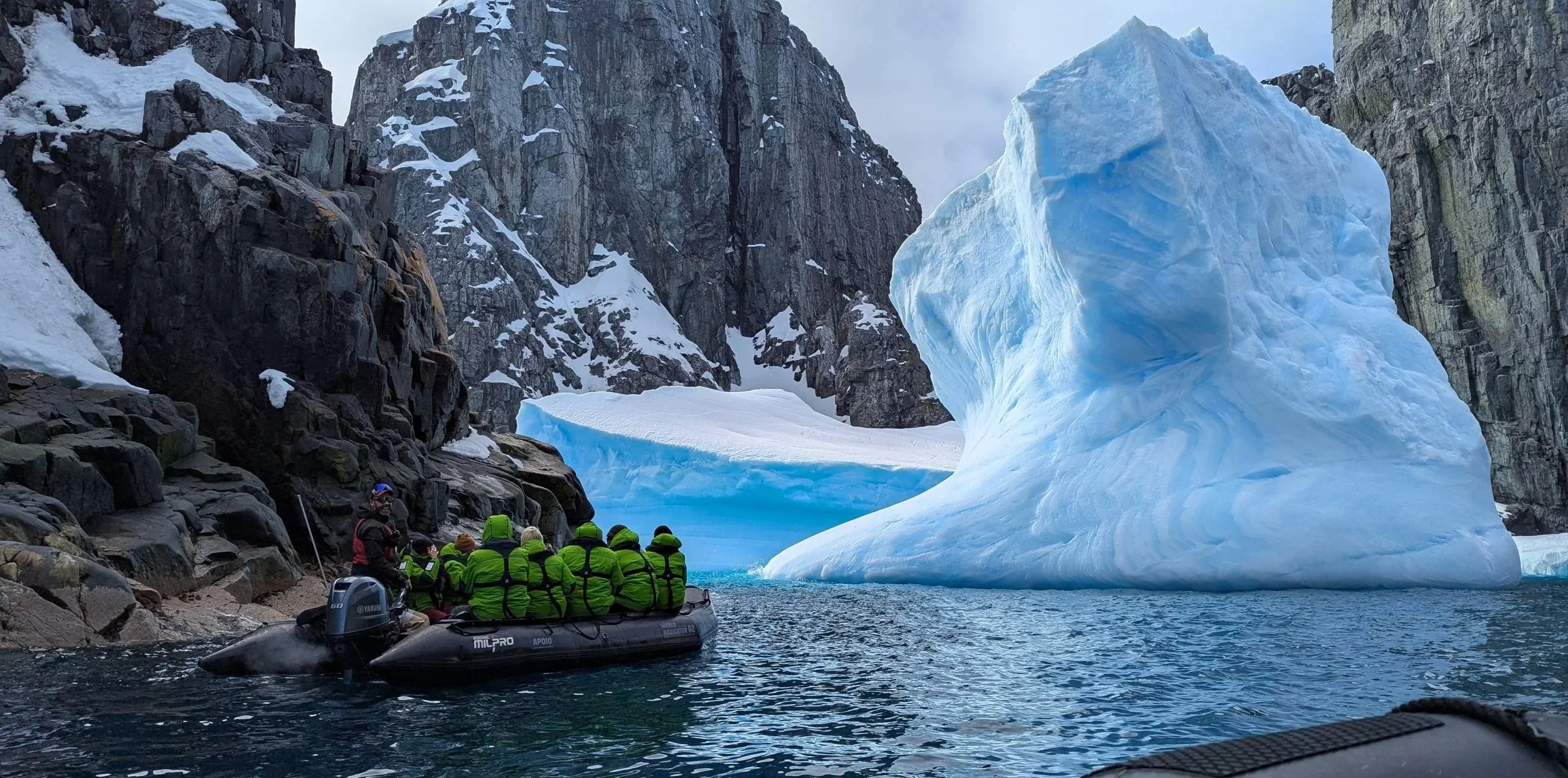 Icebergs at Spert Island in Antarctica