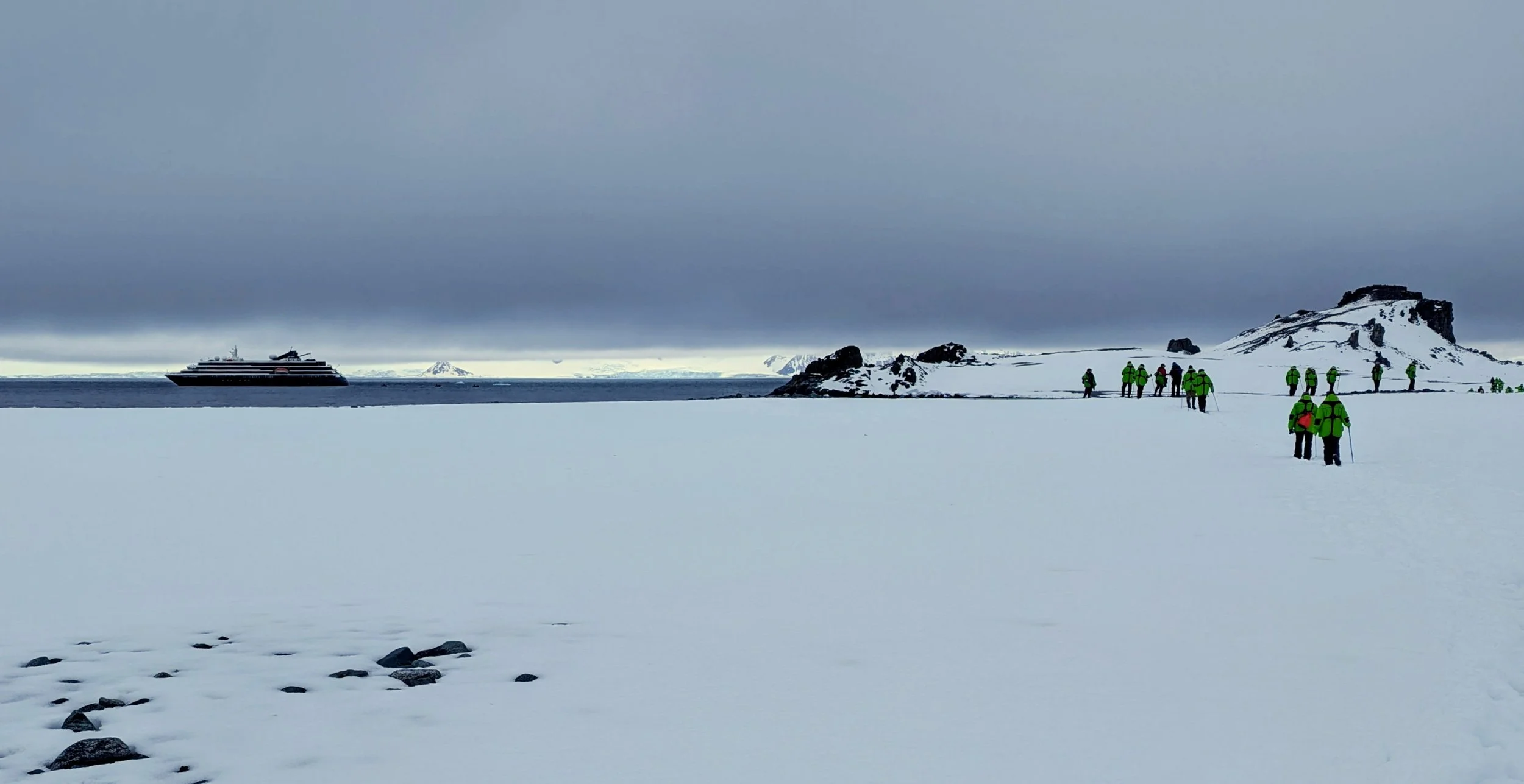 hiking in the snow in Antarctica