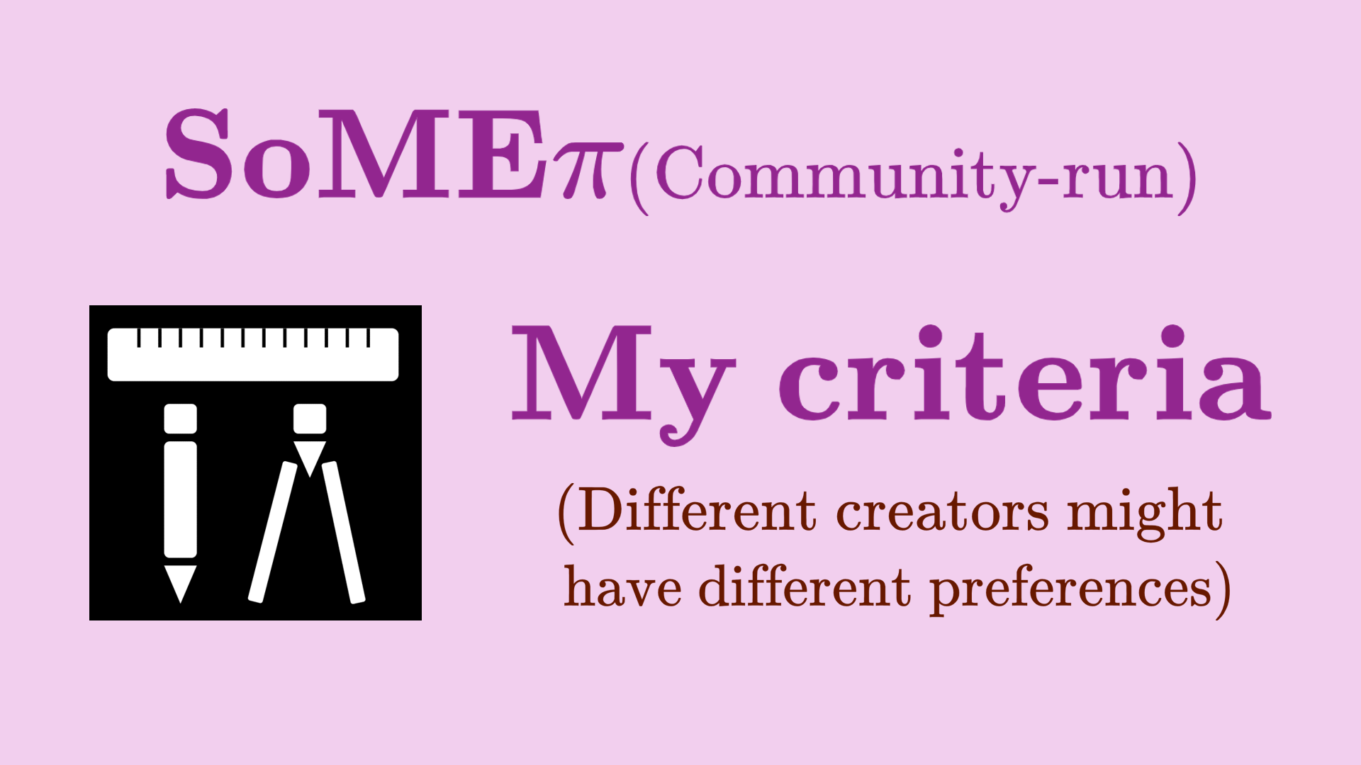 My SoMEπ criteria