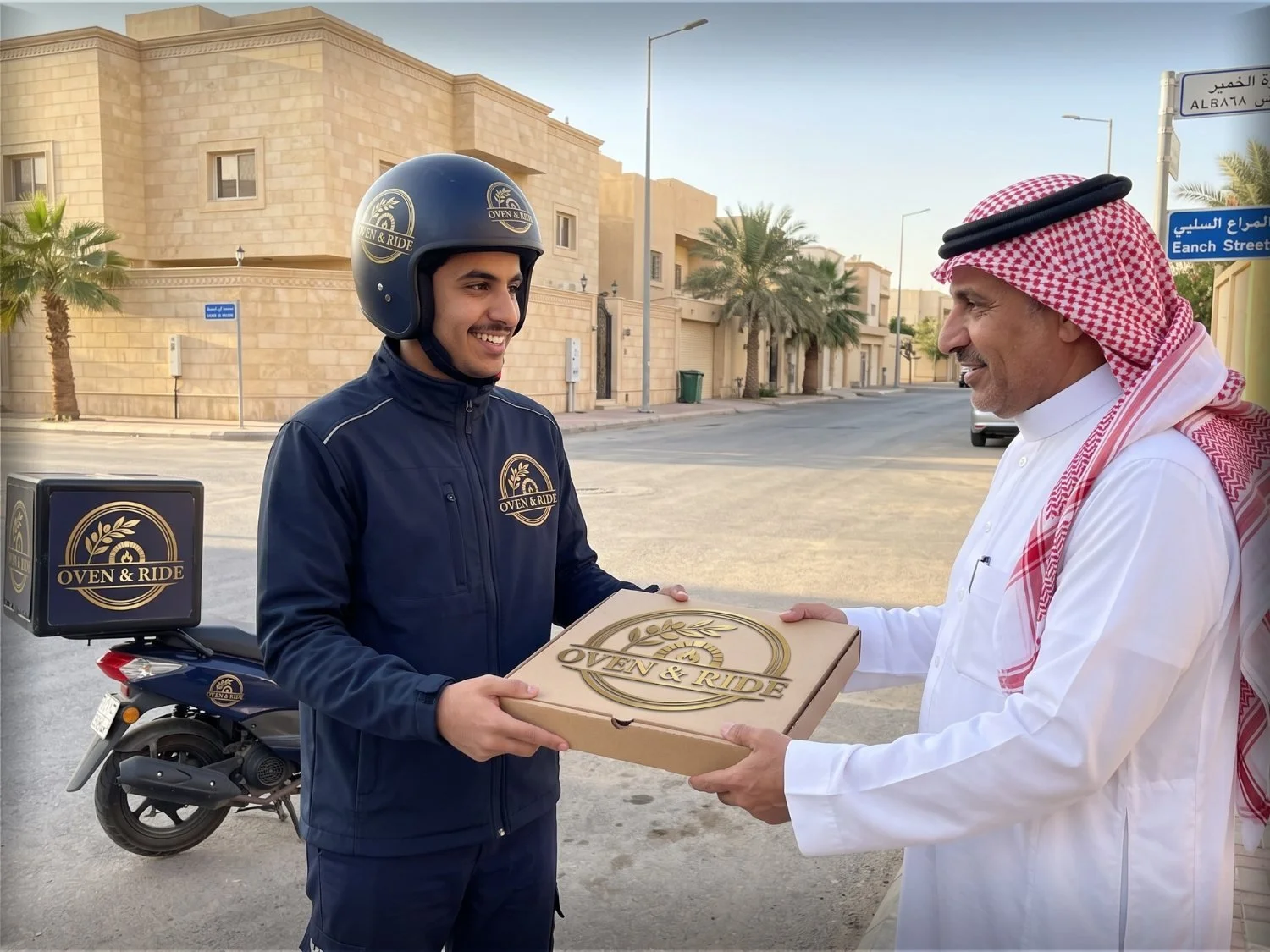Pizza Box Order Being Received by A Customer from Delivery Rider