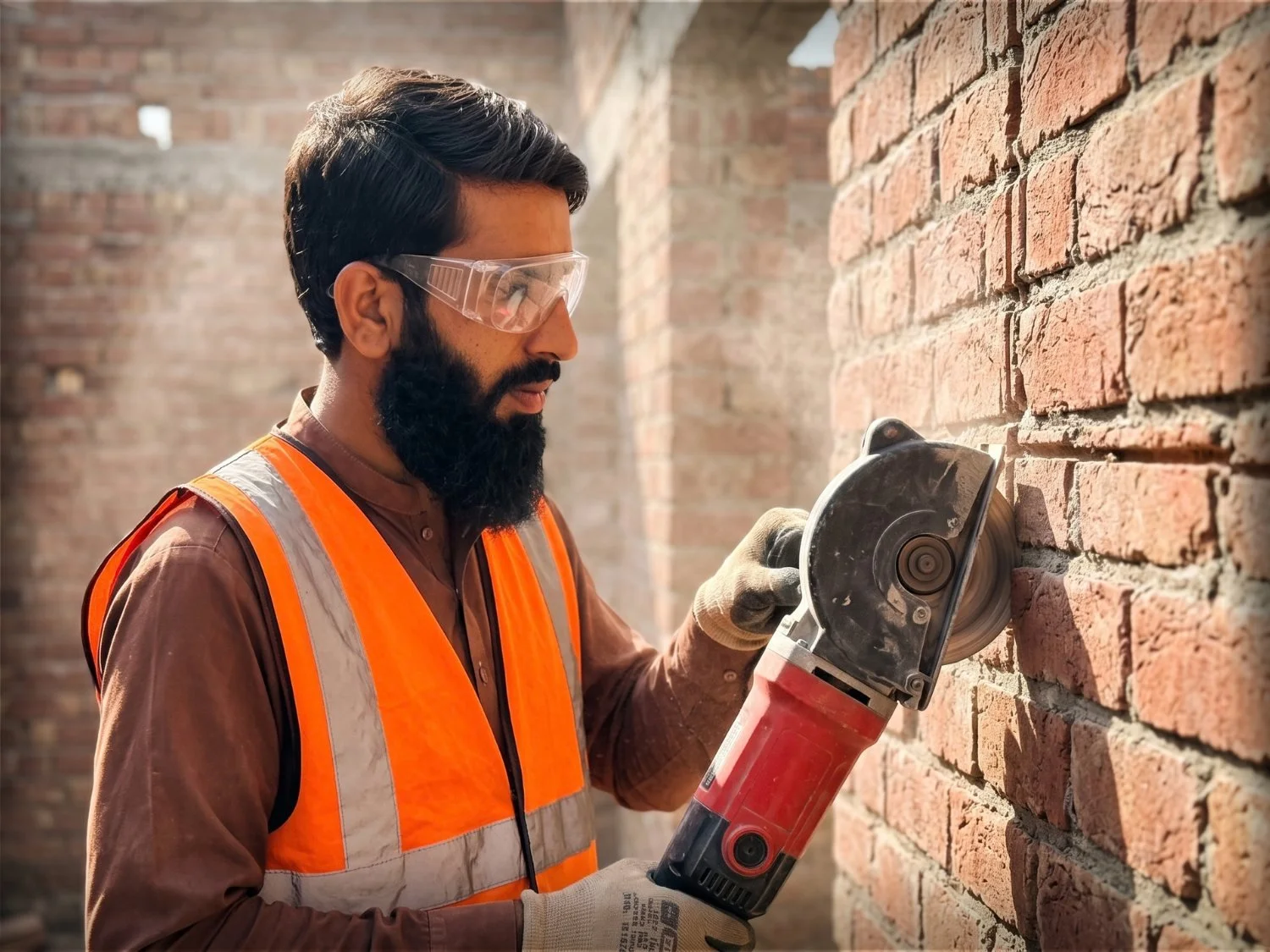 Underground electrical piping and conduit channel cutting for new house wiring in Burewala by Rana Rizwan.