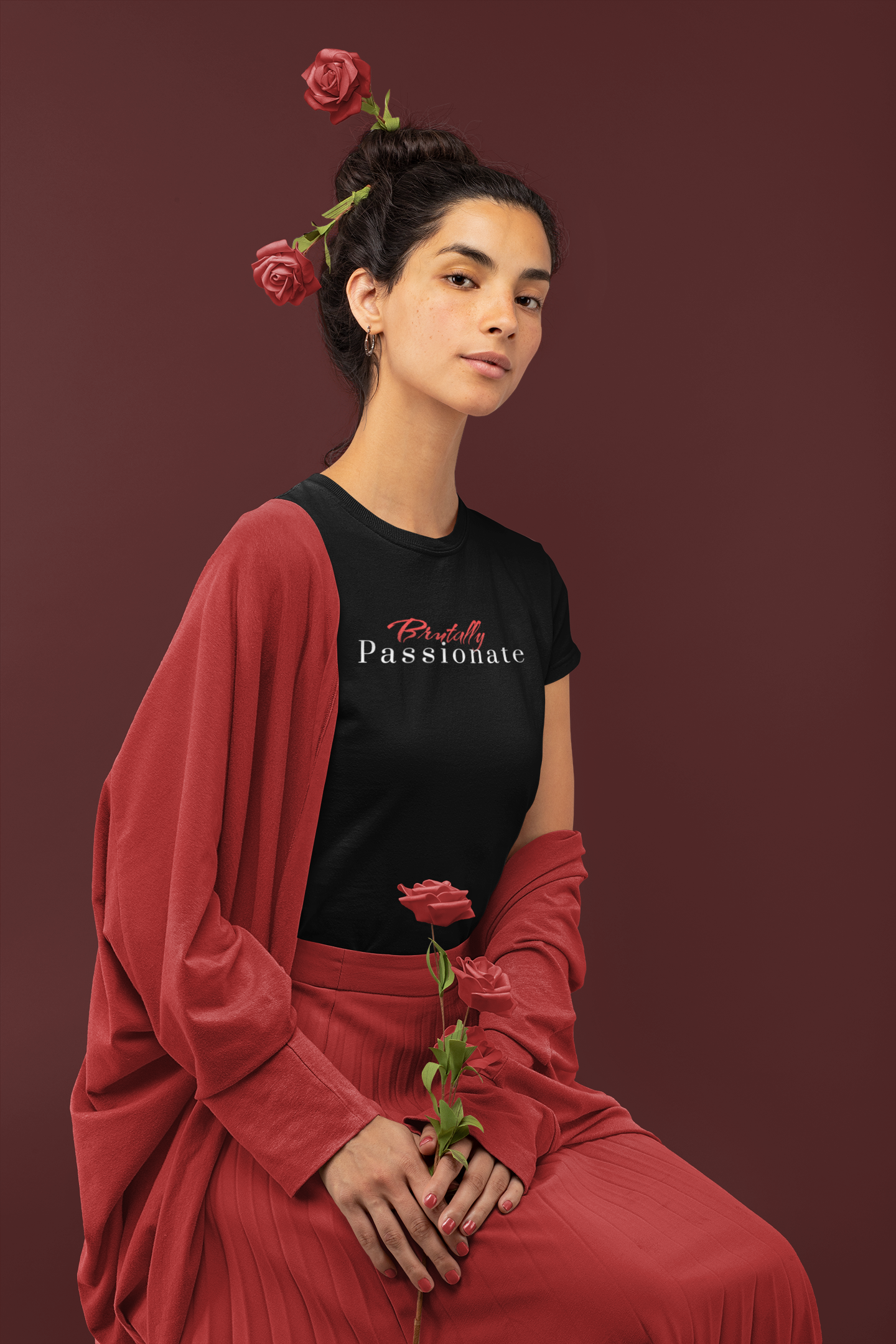monochromatic-t-shirt-of-a-woman-holding-some-roses-32784.png