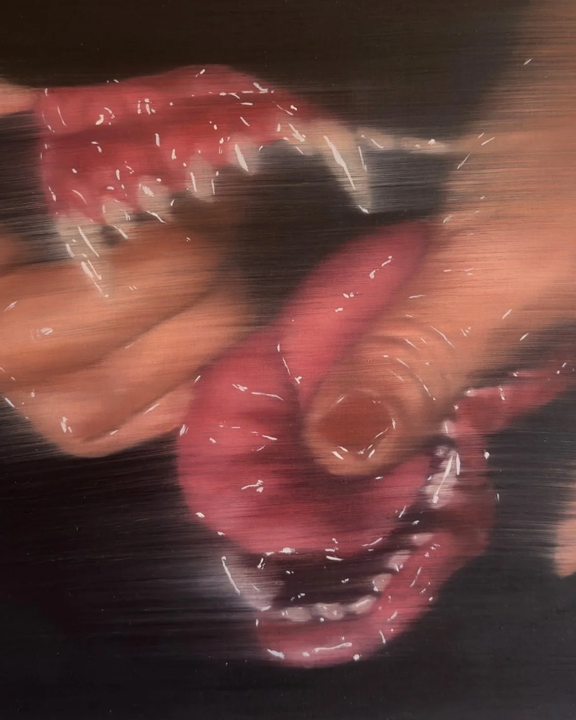 @jen.deluna at PLOP 🔥 

🫂 Intimacy and vulnerability 
🌀 Exploration of the feminine
📷 Found photographs
🐕 Movement and stillness
🦪Viewer tension

This month, Jen is working alongside @almendrabertoni 🩷

#london #residency #painting #art #londo