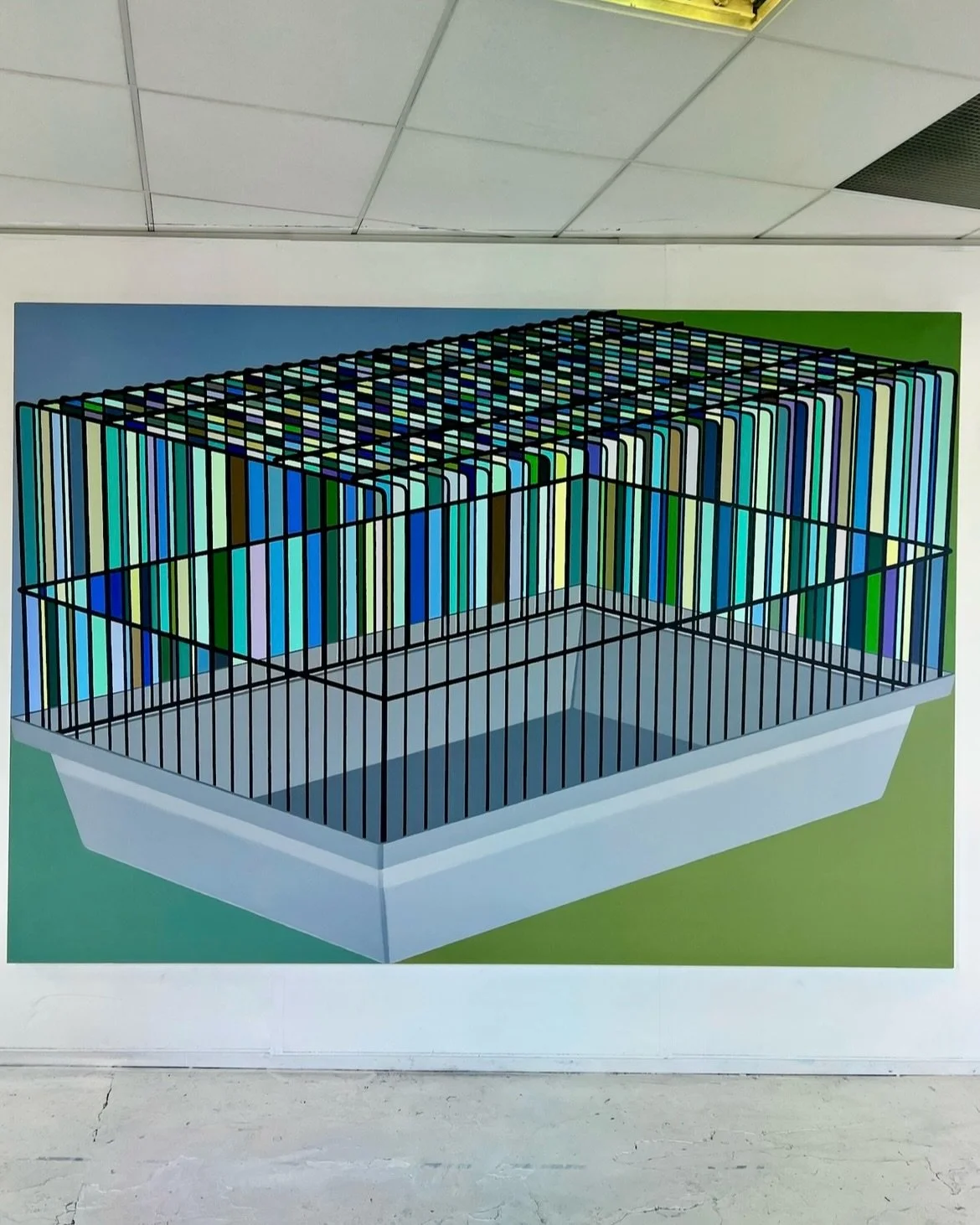 Yesterday, for one night only, we presented a retrospective of Dan Hays @danhayspurple &lsquo;Cage&rsquo; paintings at PLOP! 🐹 

Each work has been collected by Oli over recent years, and was presented for the first time in the studio to the wonderf