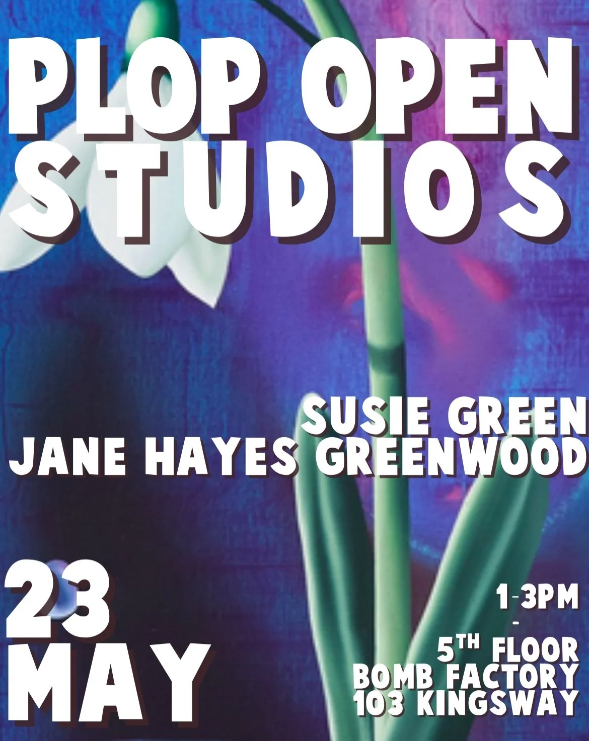 Join us next Saturday for our May PLOP Open Studjos to celebrate @susiegreen_ and @janehayesgr 🌺 

📅 23rd May
⏰ 1-3pm
📍 @thebombfactoryartfoundation, Holborn 

On this day, all artist studios inside the Bomb Factory Holborn will be open for viewin