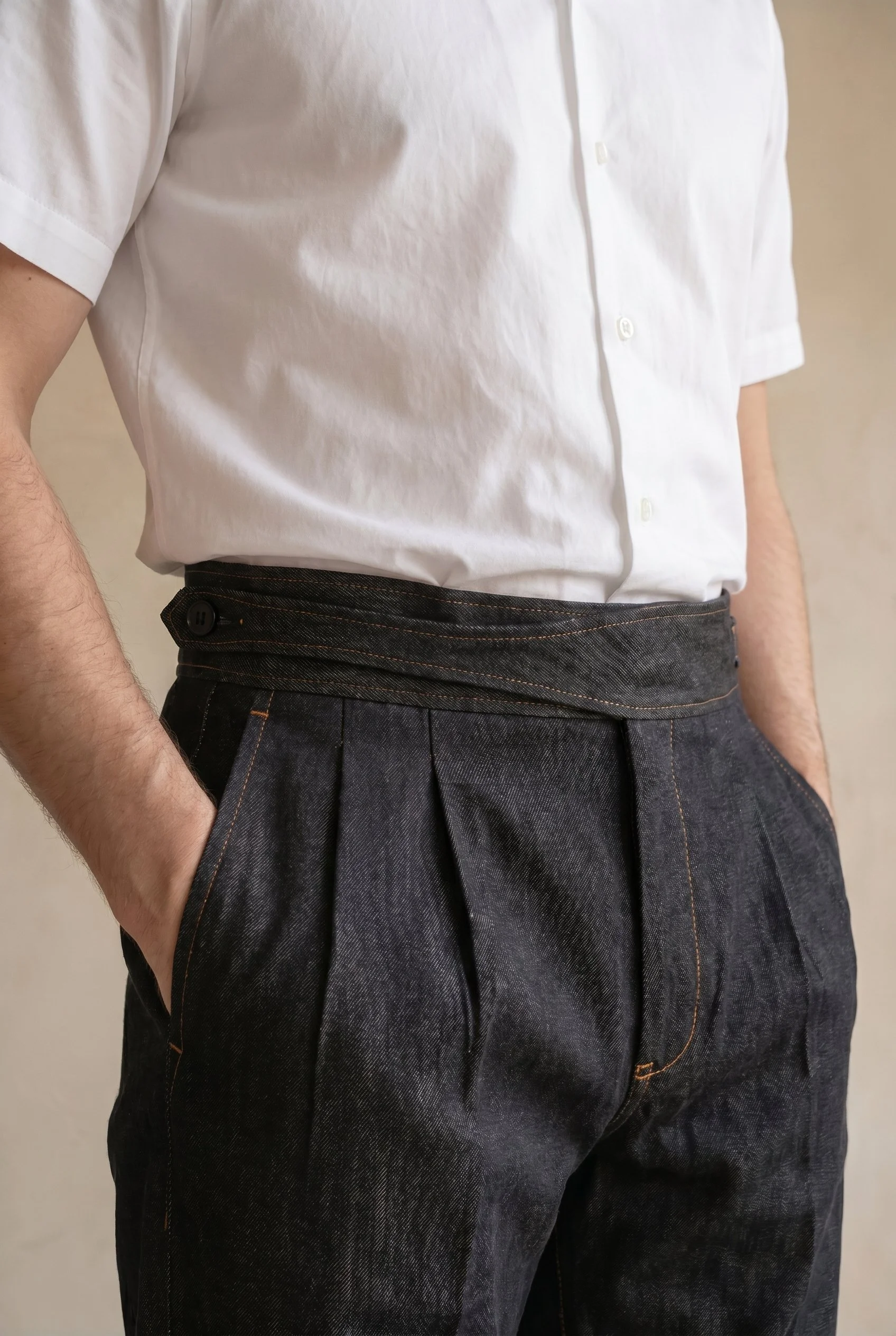 Pantalon gurkha en denim noir