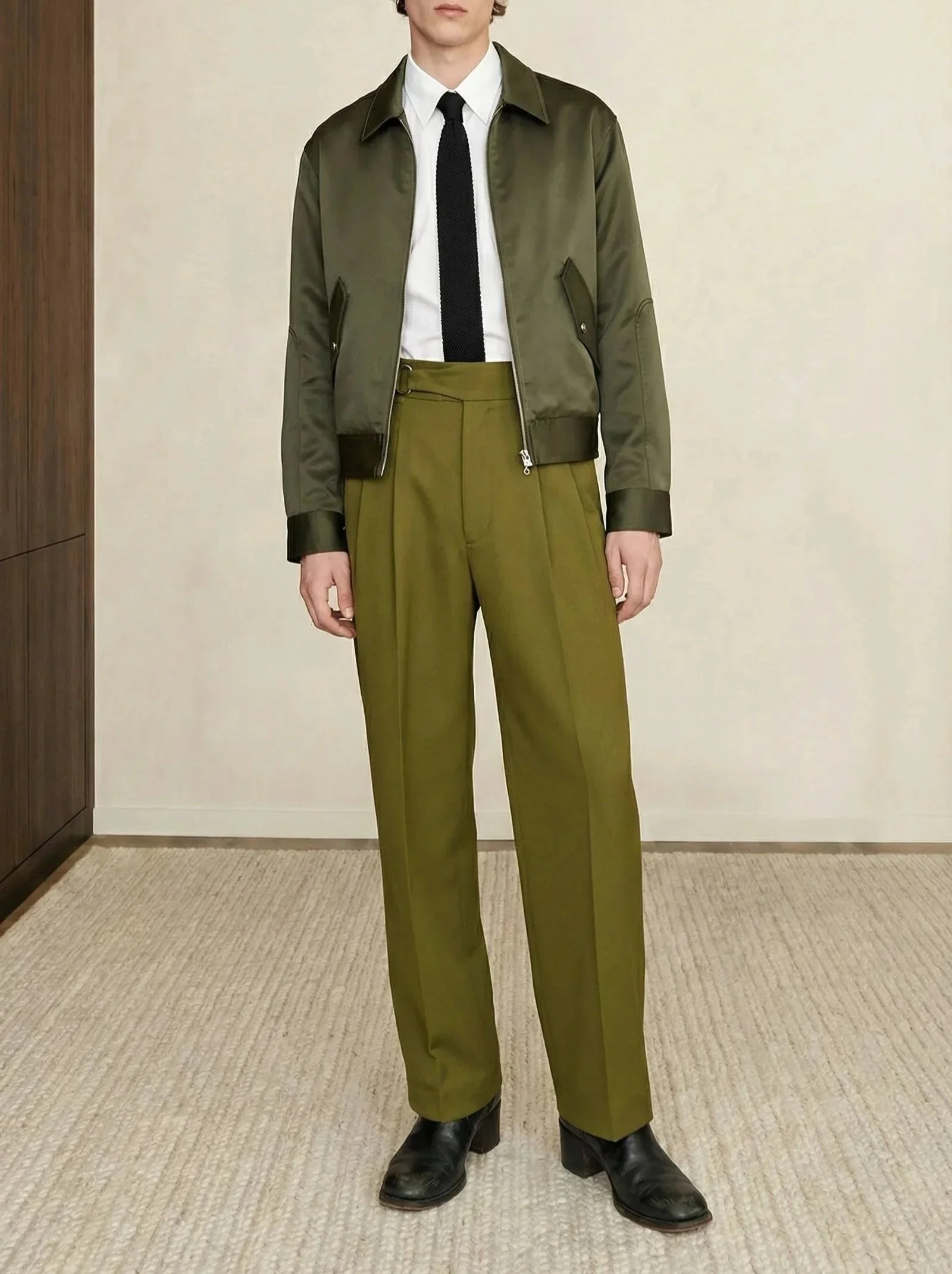 Pantalon D-RING en laine froide kaki