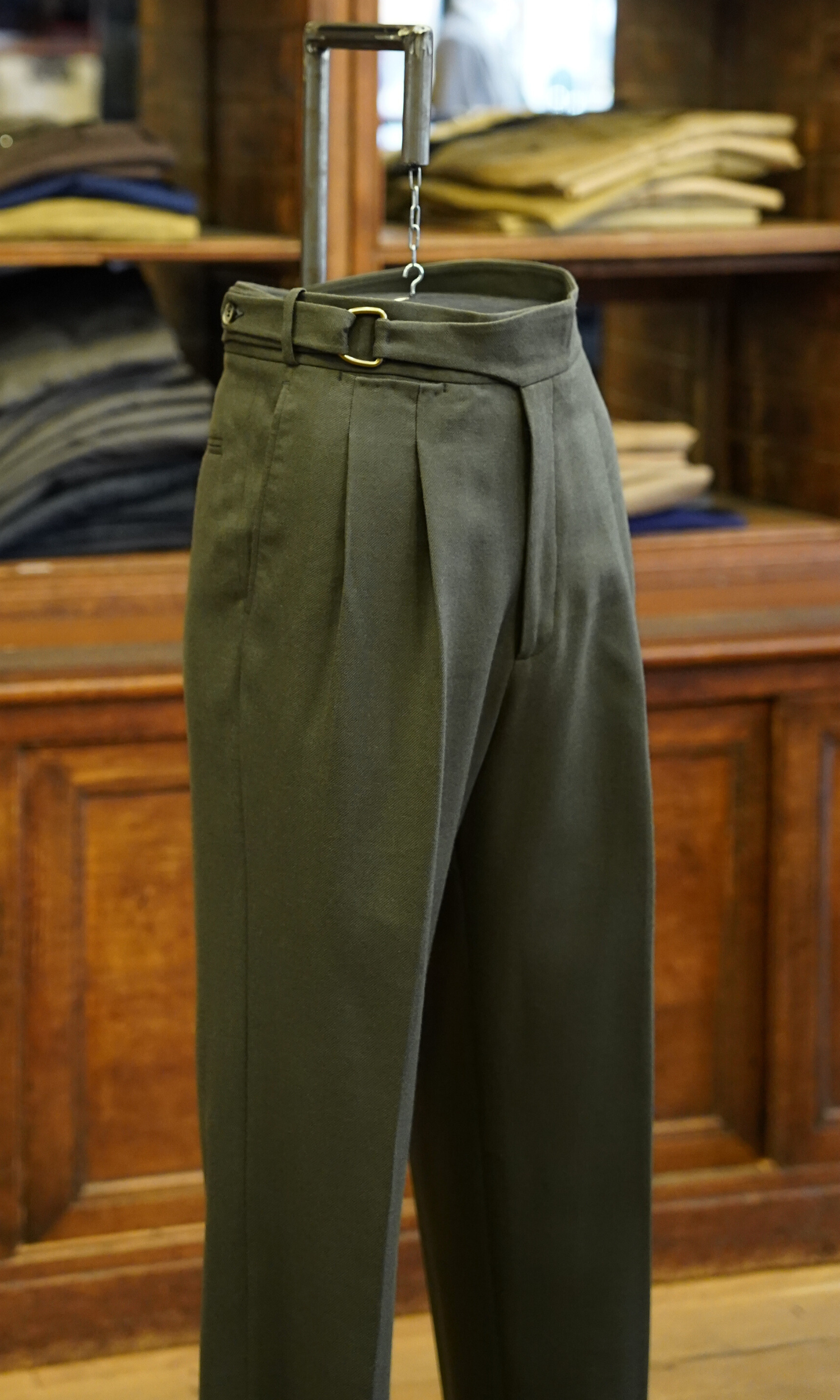 Pantalon D-RING en flanelle verte