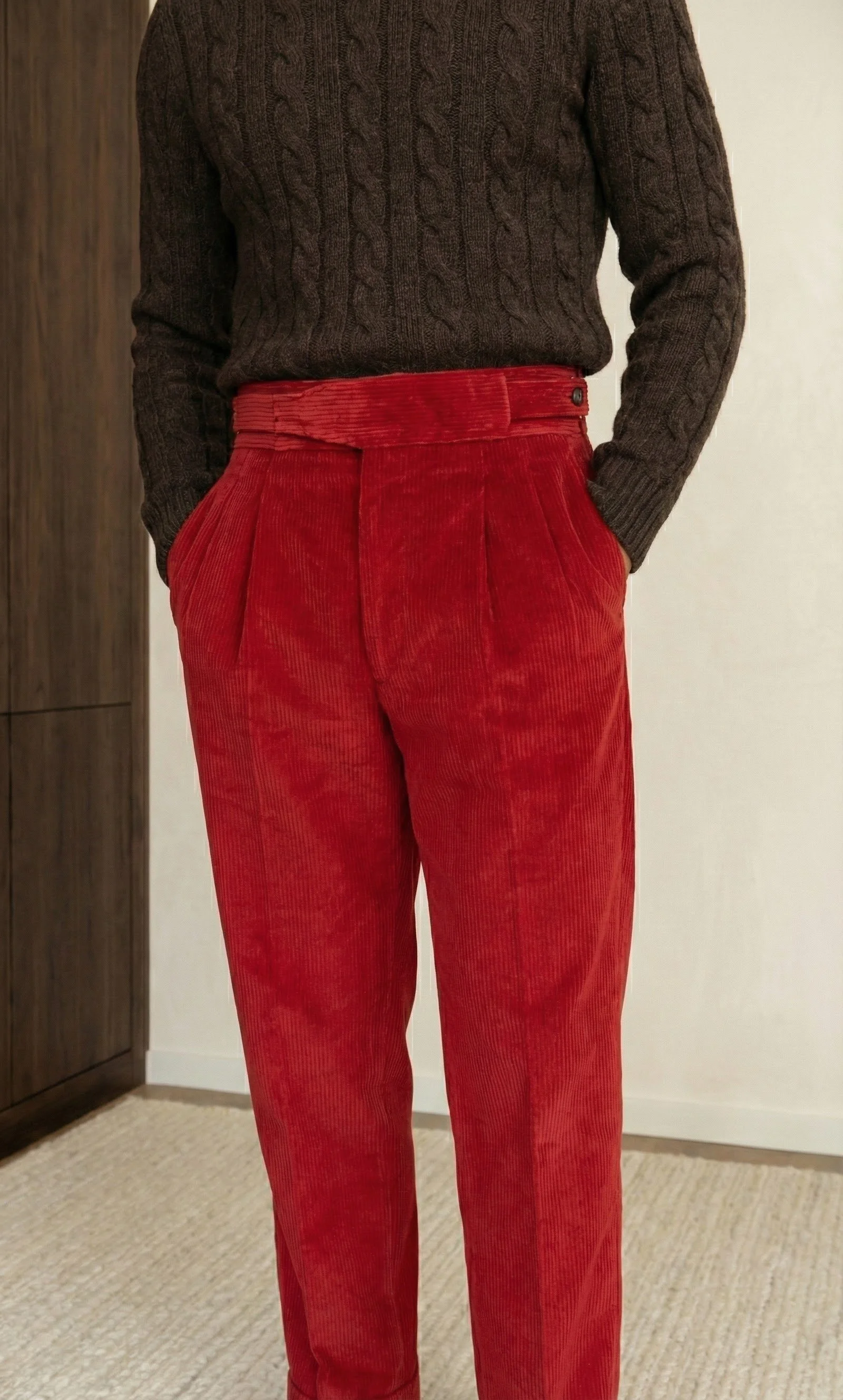 Pantalon gurkha en velours vermeil