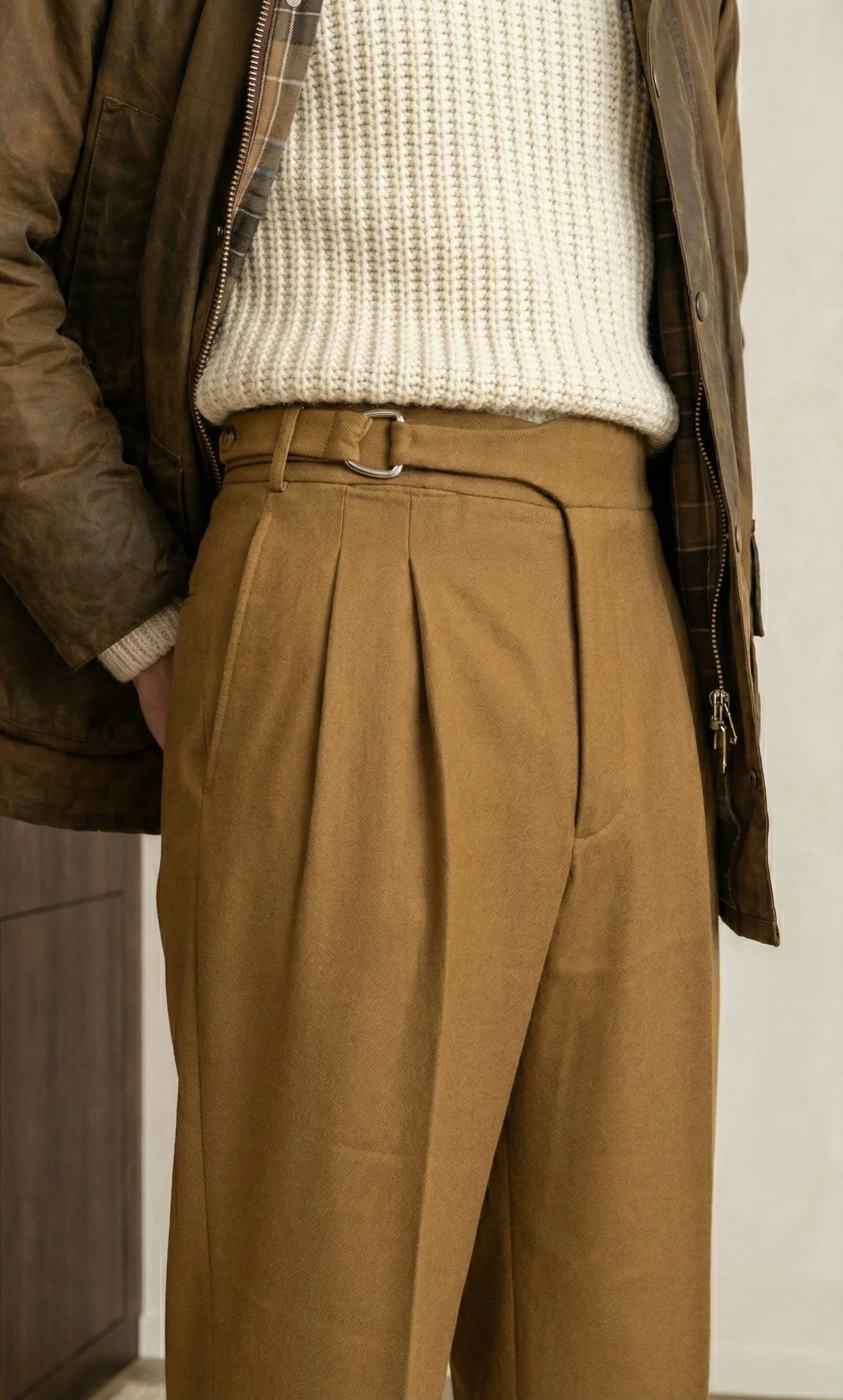 Pantalon D-RING en flanelle bronze