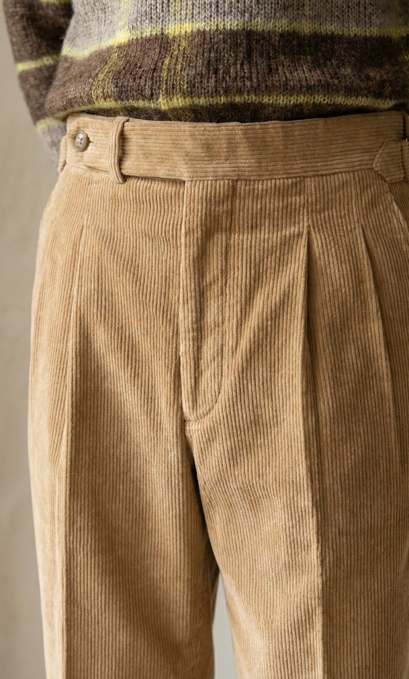 Pantalon ajusteurs en velours camel