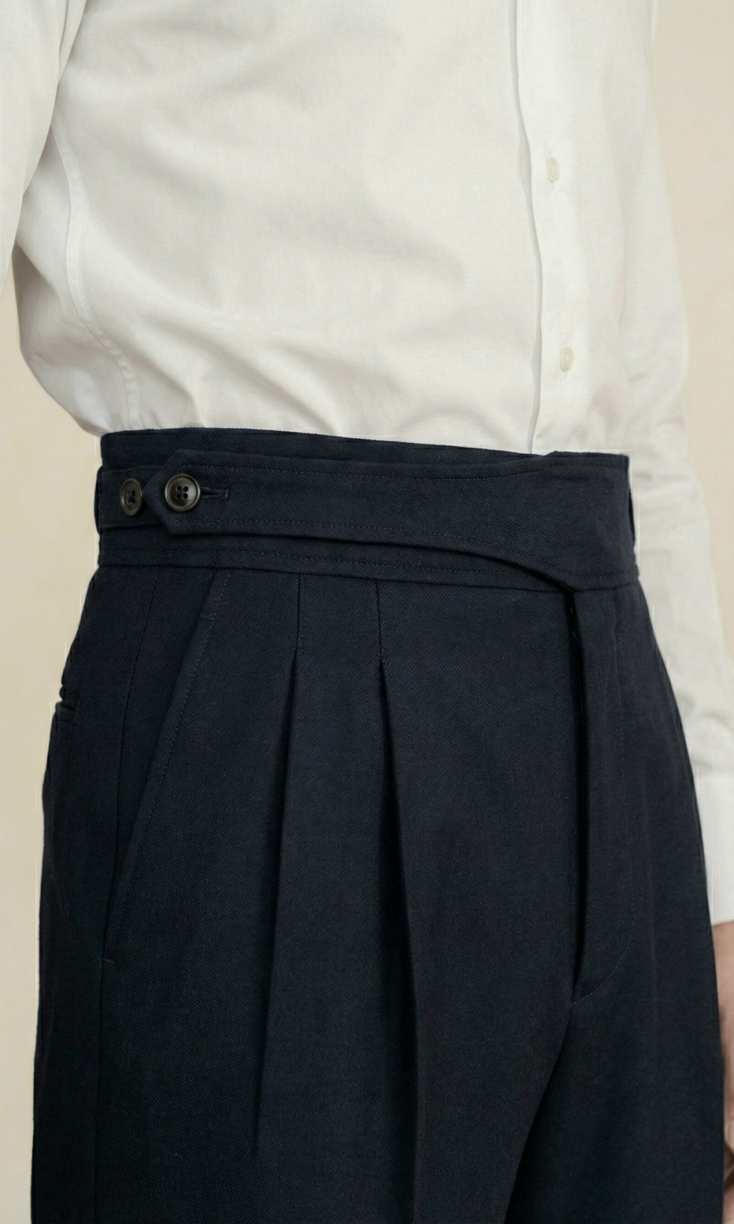 Pantalon Gurkha en laine marine