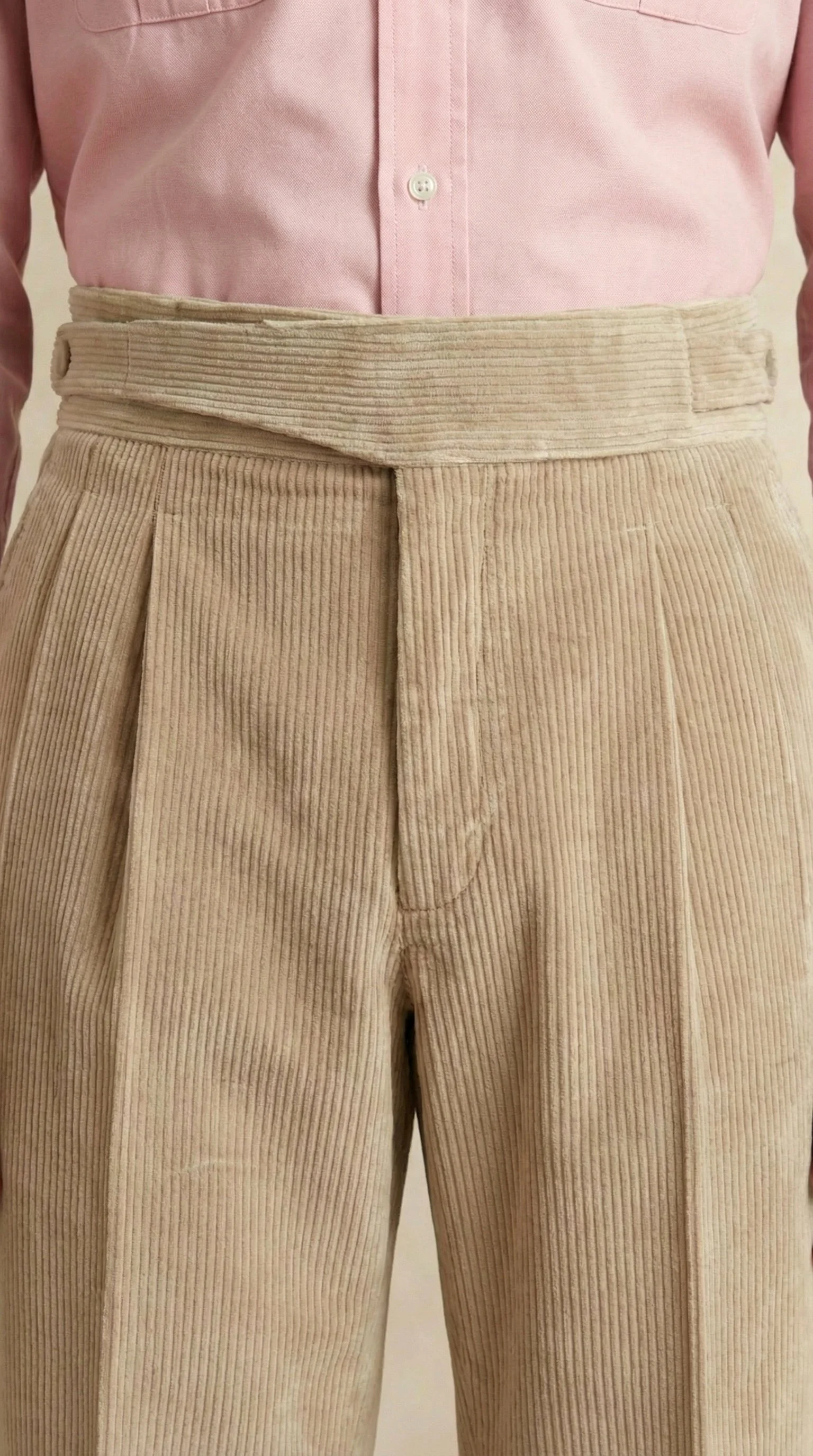 Pantalon gurkha en velours crème