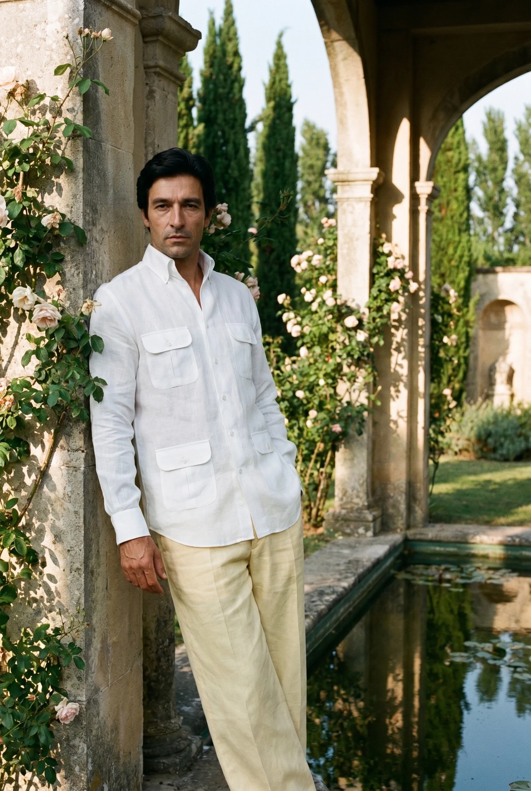 Chemise Portofino en lin blanc uni